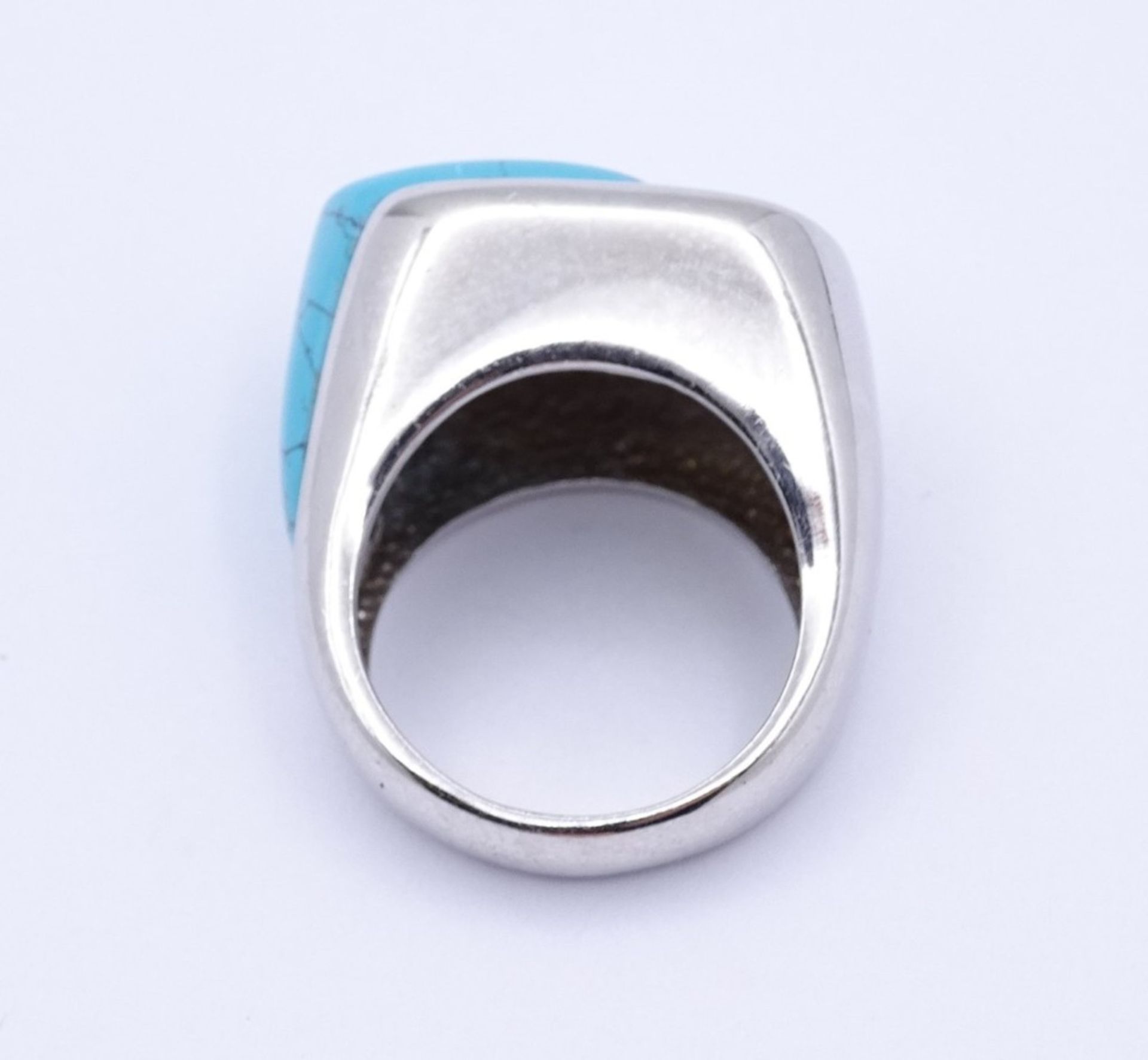 Silber Ring mit einen türkisen Stein,Italy,Sterling Silber 0.925, 18gr., RG 61 - Image 3 of 5