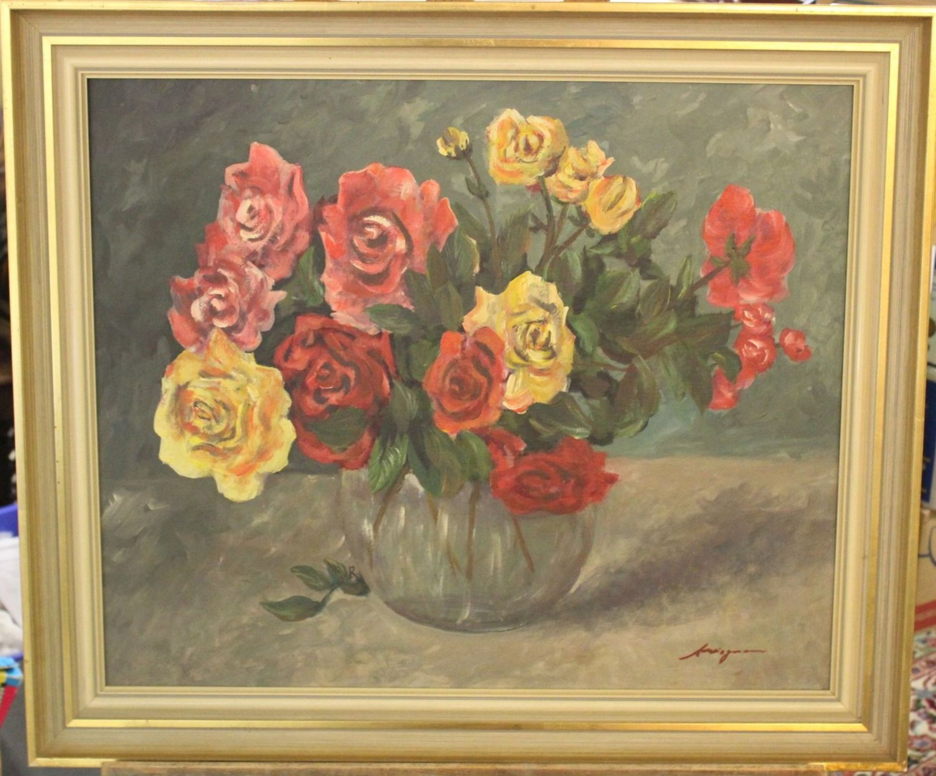 Alfred WIEGMANN (1886-1973), Blumen in Vase, Öl/Hartfaser, gerahmt, RG 60 x 70cm. - Image 3 of 3