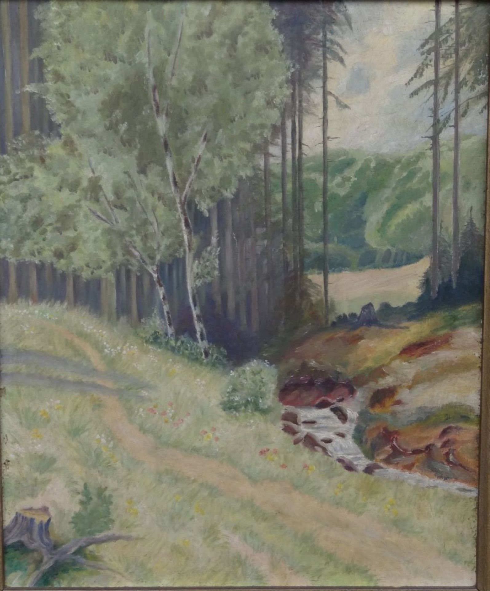 anonym "Waldbach" Öl/Platte, gerahmt, RG 64x54 cm - Image 2 of 4