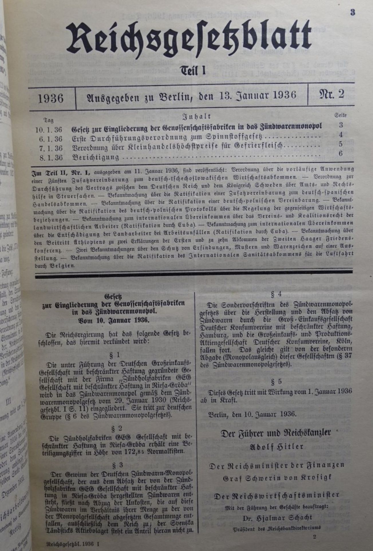 Reichsgesetzblatt Jahrgang 1936,Teil 1 ,Reichsministerium des Innern, - Image 4 of 7