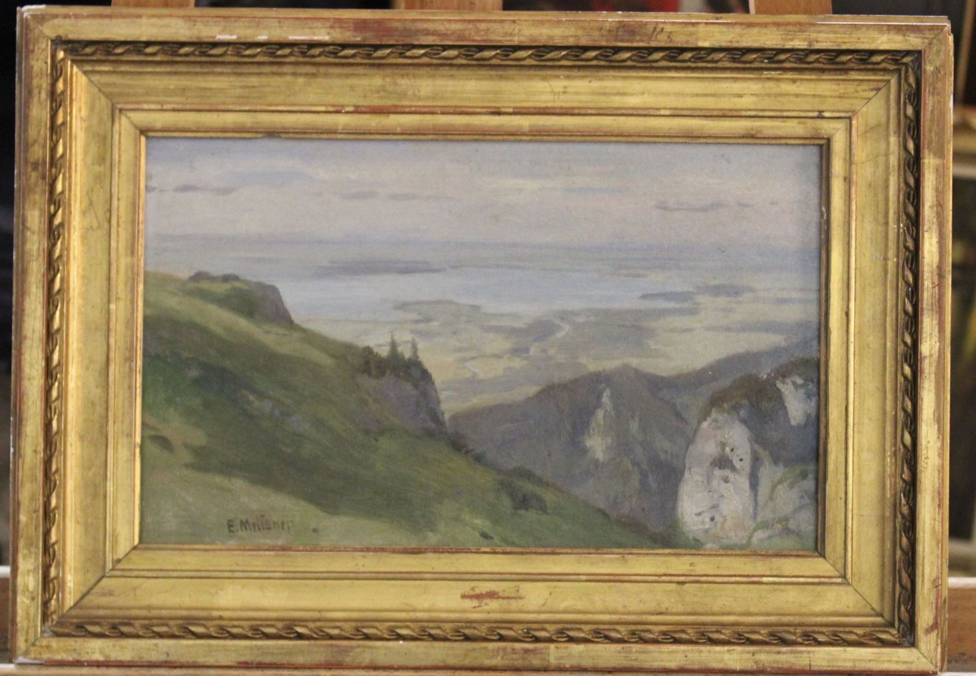 Ernst Adolf MEISSNER (1837-1902), Landschaft, Öl/Hartfaser, alt gerahmt, Rahmen mit kl. Schäden, - Image 3 of 3