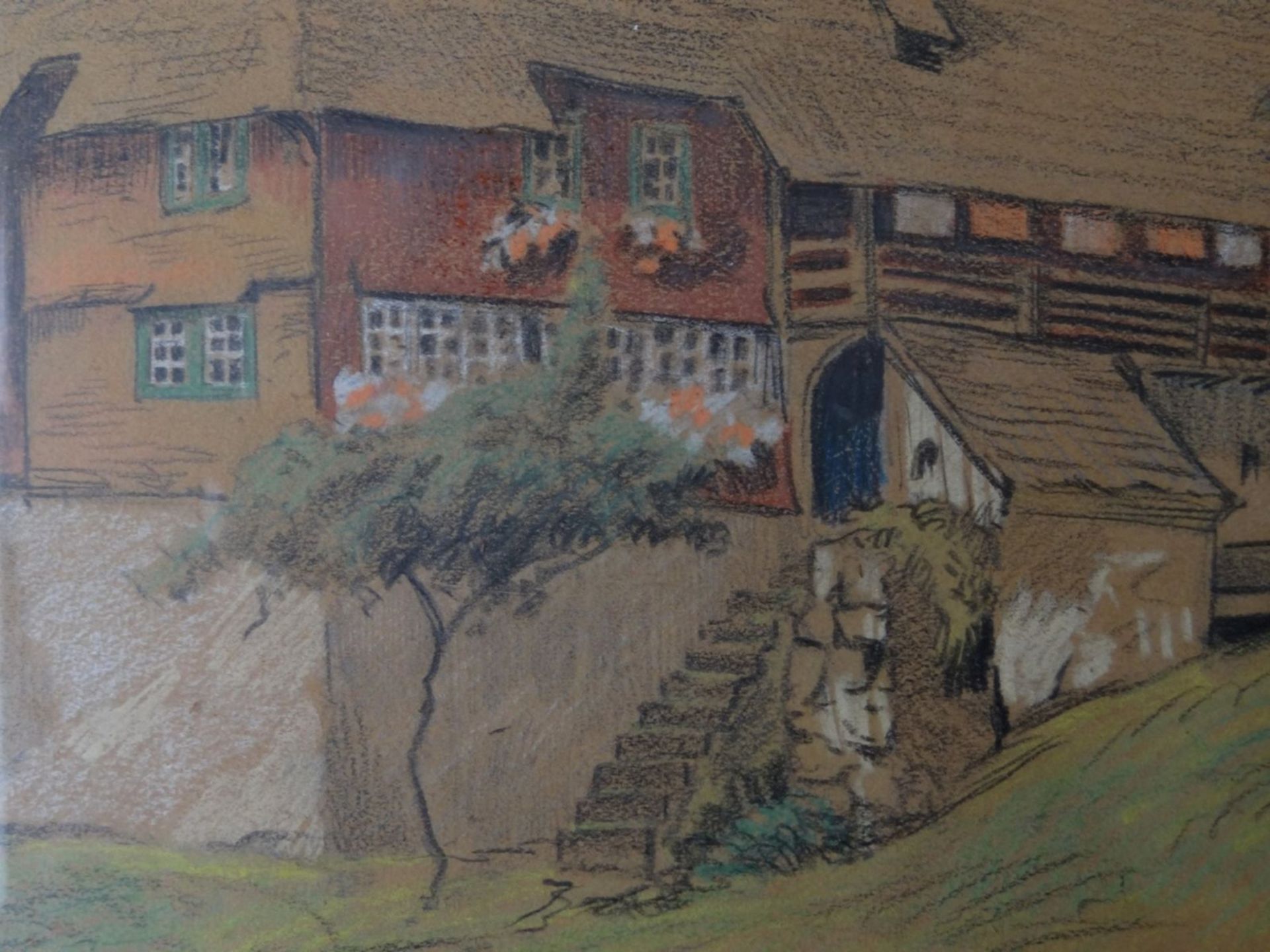 Heinrich AXENFELD (act.c.1868-1892) 1922, "Bergbauernhof", Aquarell, ger/Glas, RG 20x23 cm - Bild 3 aus 5