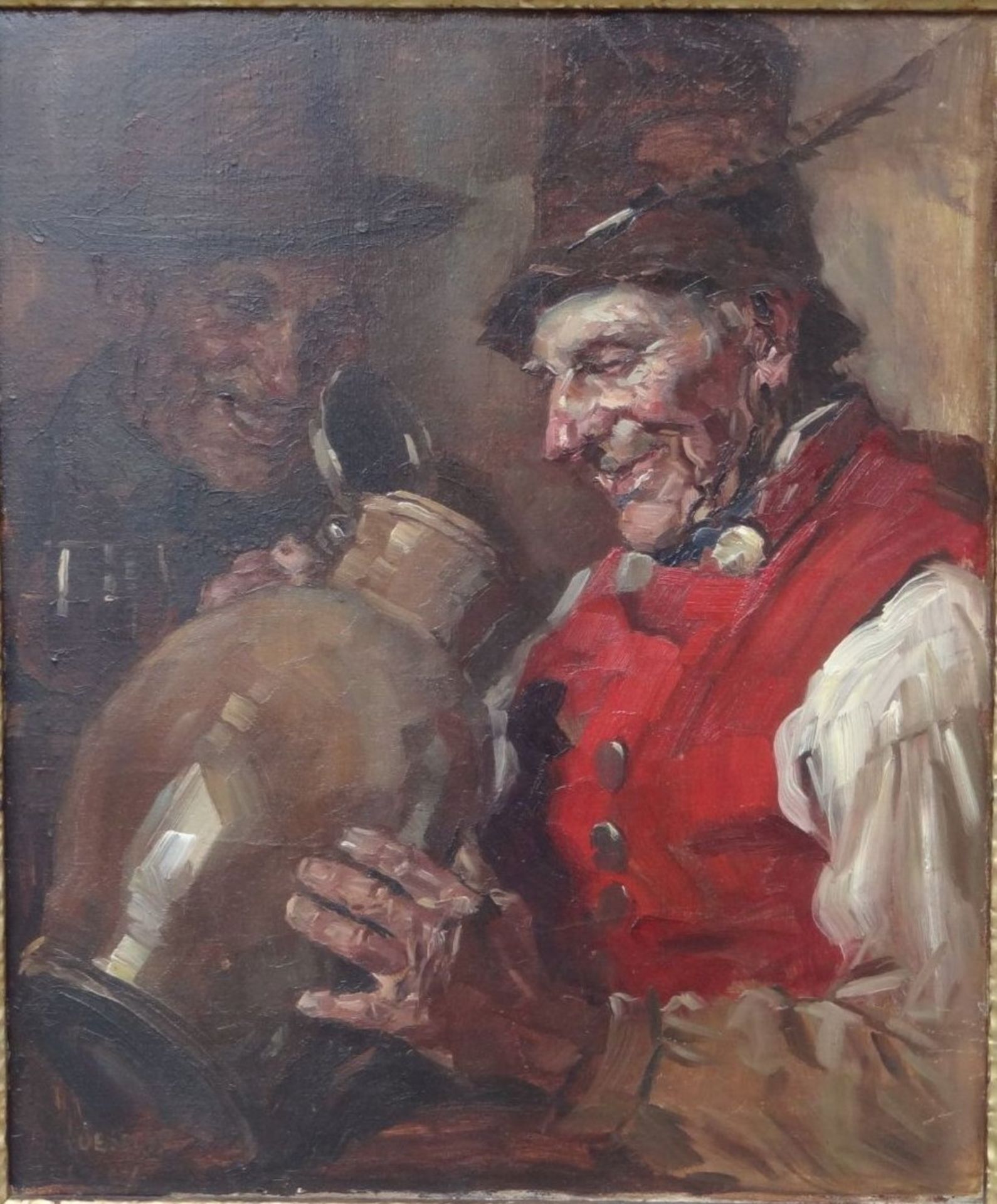 August ROESELER (1866-1934), 1922 "Zwei fröhliche Bauern", Öl/Leinen, gerahmt, 80x70 cm, verso - Image 3 of 6