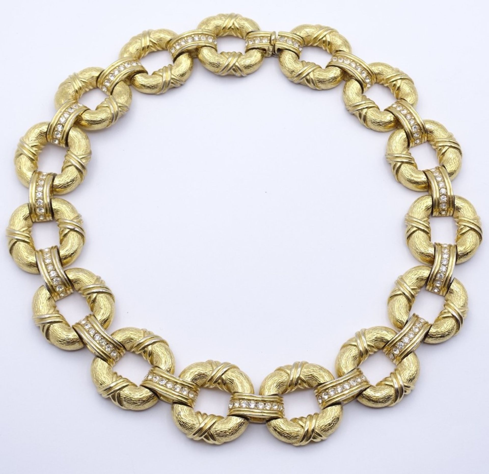 Schweres Collier "Ciner",goldfarben mit Strass,L- 40cm, B- 2,8cm