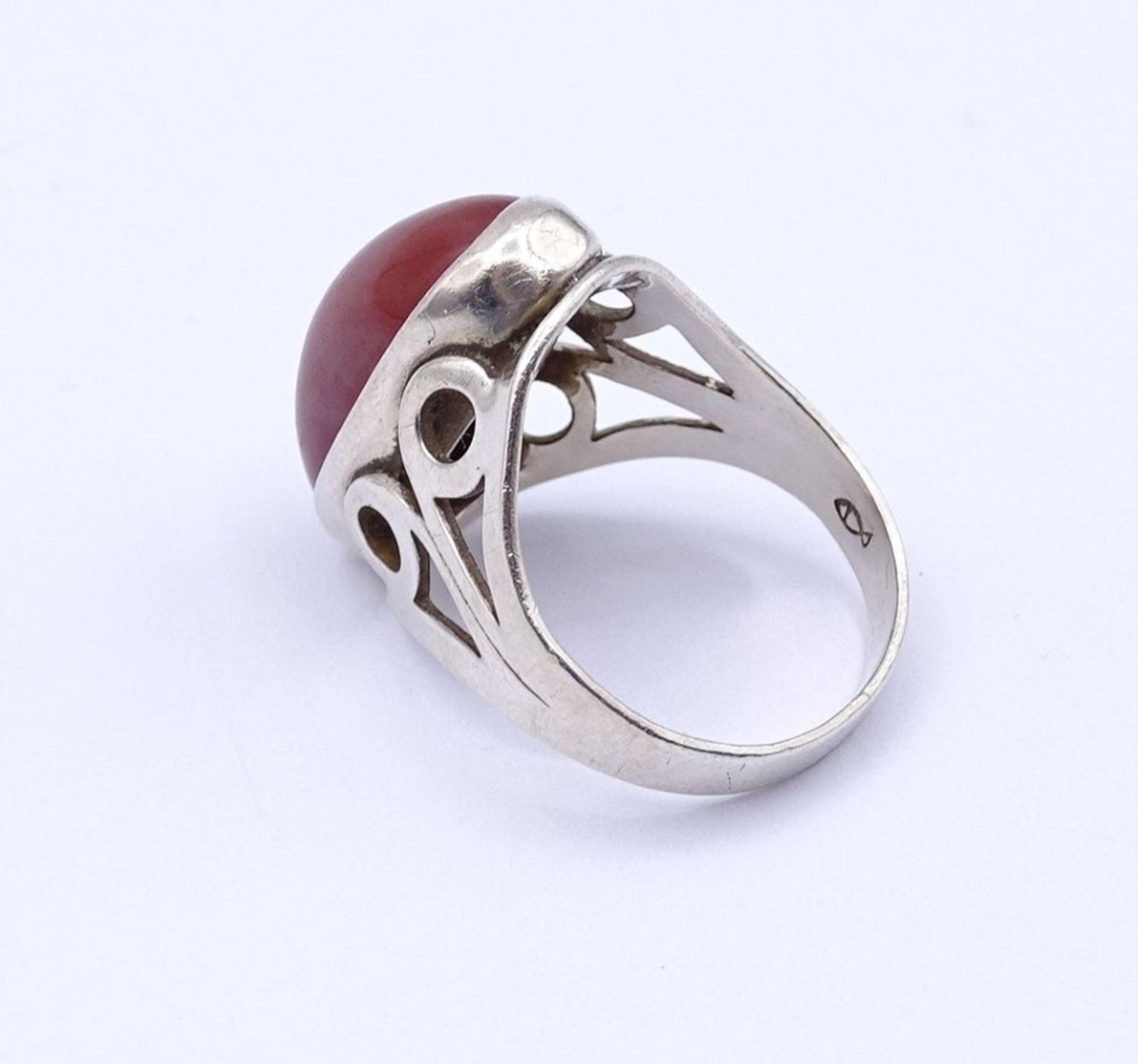 Silber Ring mit einen roten Cabochon,Fischland Schmuck, Silber 0.835, 4,6gr., RG 55 - Image 3 of 3
