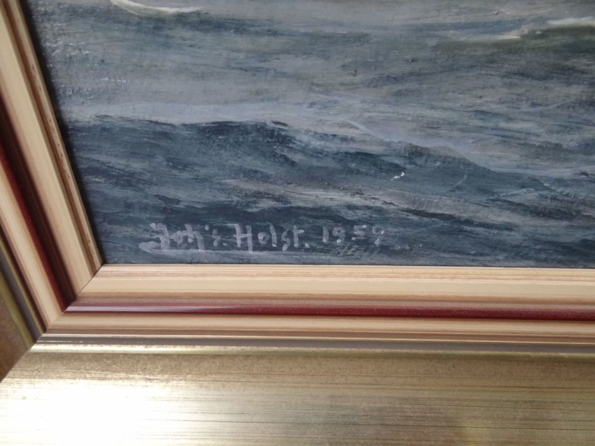Johannes HOLST (1880-1965) "Schoner vor Küste", Öl/Leinen, 50x60 cm, gerahmt, RG 68x77 cm - Bild 3 aus 8