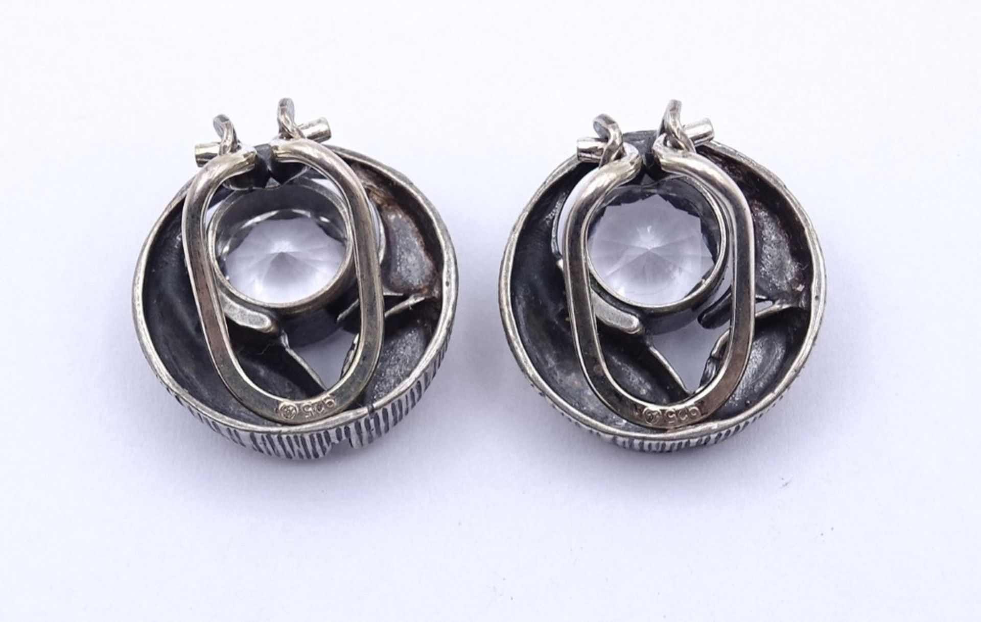 Paar Ohrclips mit rund facc.Bergkristallen, Sterling Silber 0.925 D- 15mm, zus. 5,9g. - Image 3 of 3