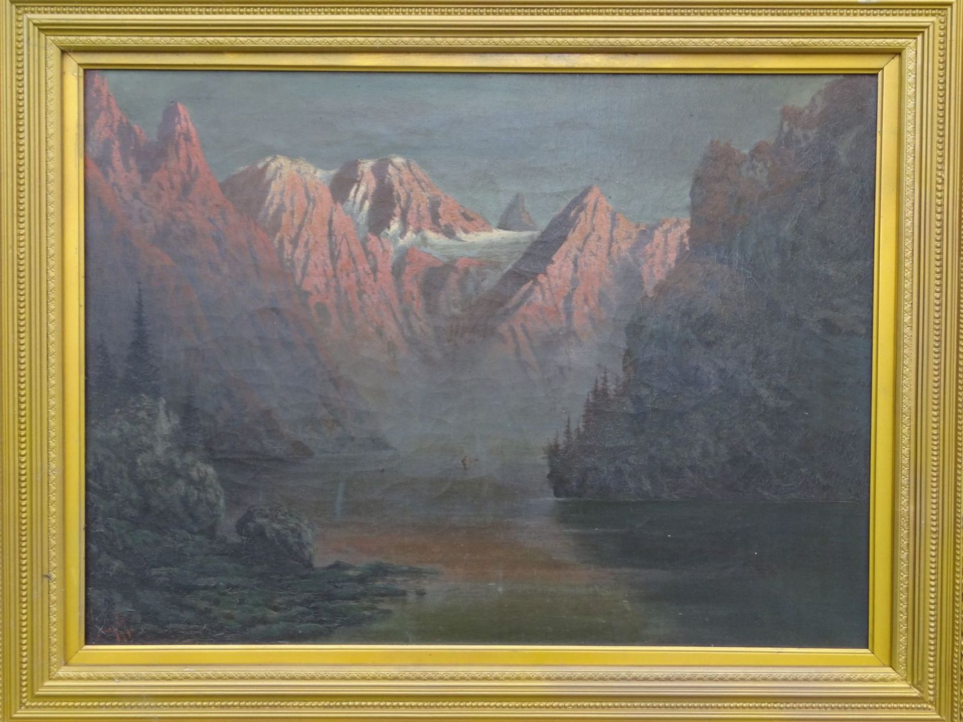 Alois ARNEGGER (1879-1963)  wohl? schwer lesbar. signiert "Fjordlandschaft im Morgenlicht" Öl/Leinen - Bild 3 aus 6