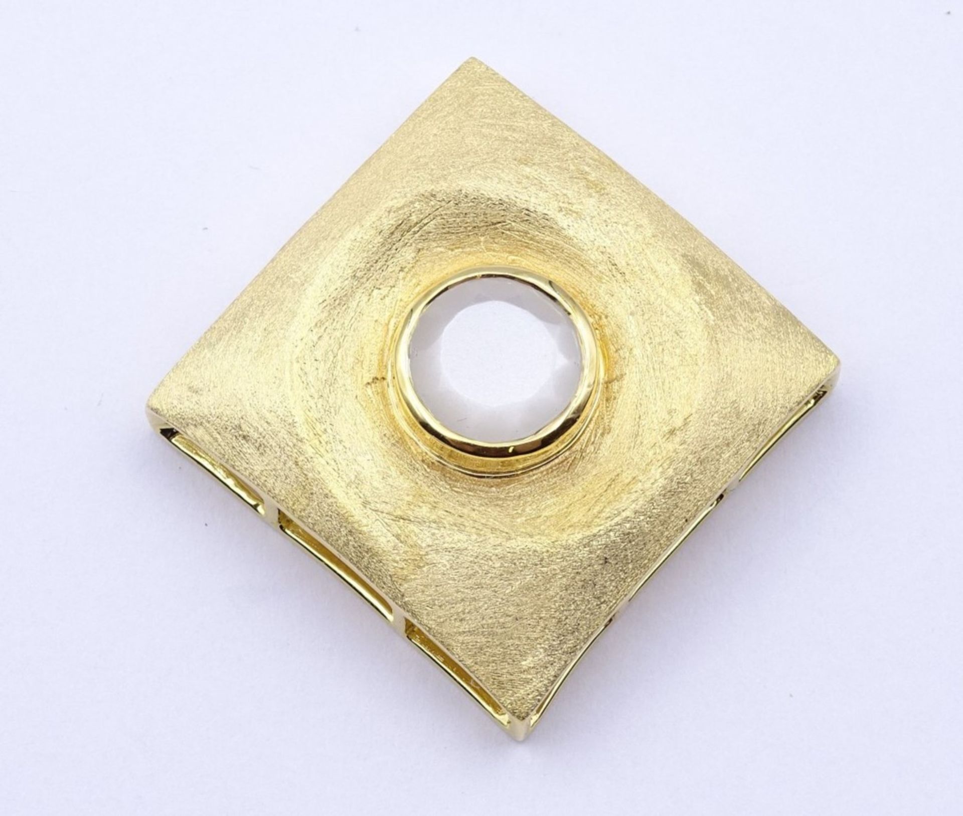 Ketten Anhänger Sterling Silber 0.925 vergoldet mit einen rund facc. Quartz, 2,9x 2,9cm, 14,6 g.sig.