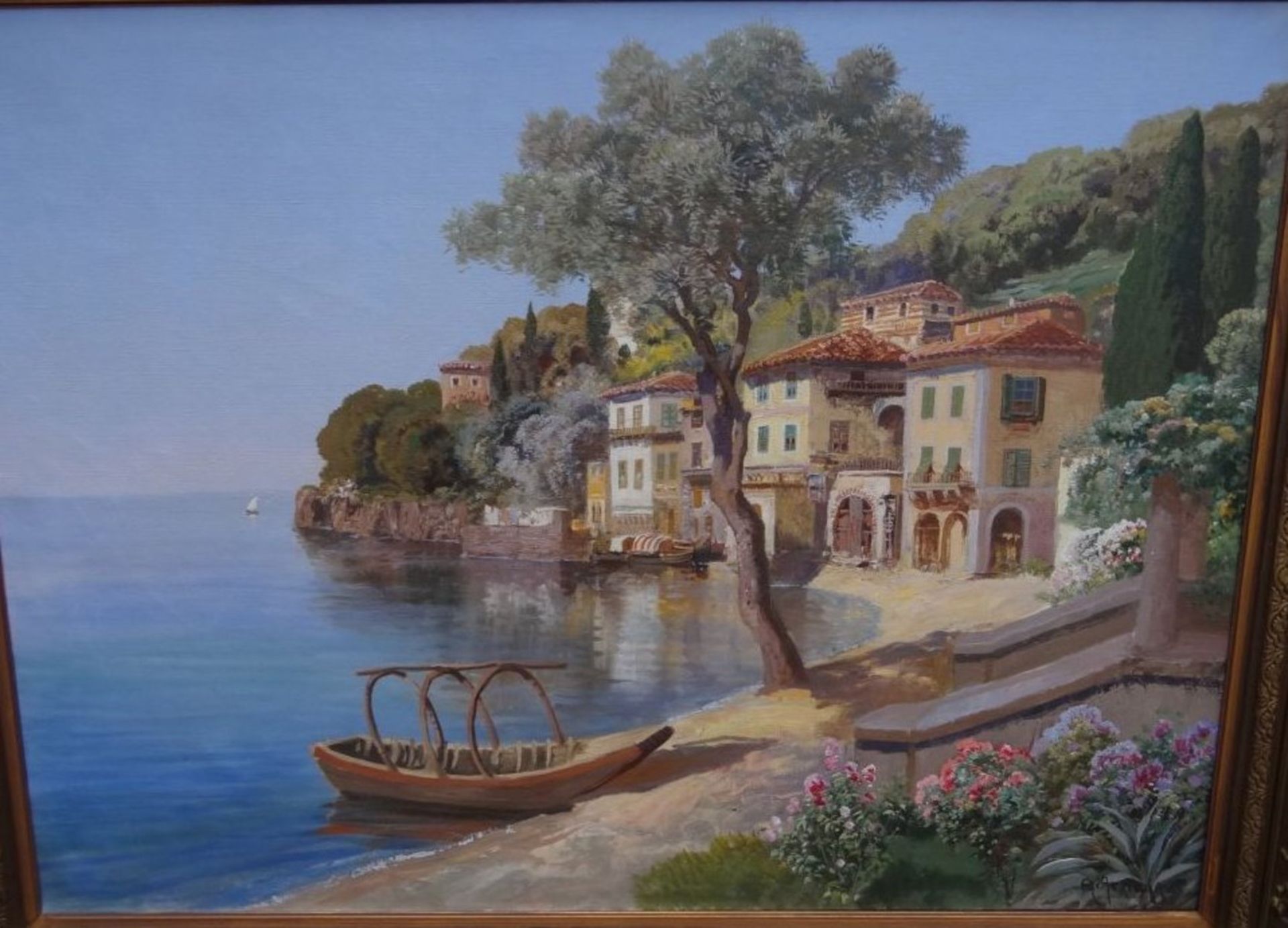 Alois ARNEGGER (1879-1963) "Ansicht Comer See", Öl/Leinen,75x101 cm,  gerahmt, RG 97,5x123 cm - Bild 7 aus 10