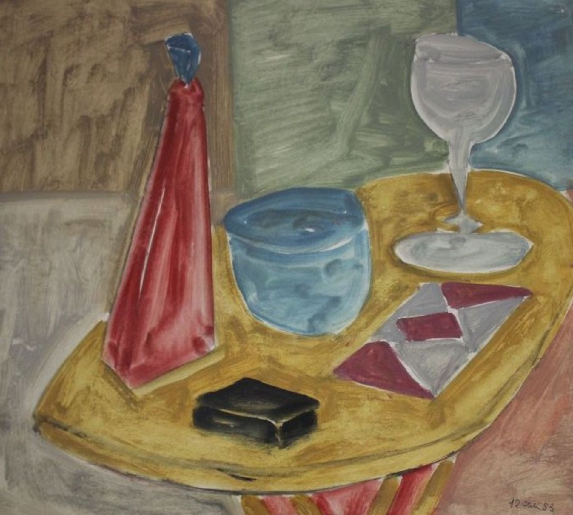 Franziskus DELLGRUEN (1901-1984), Stilleben, Aquarell, gut gerahmt/Glas, datiert 12. Juli 53, RG 67 