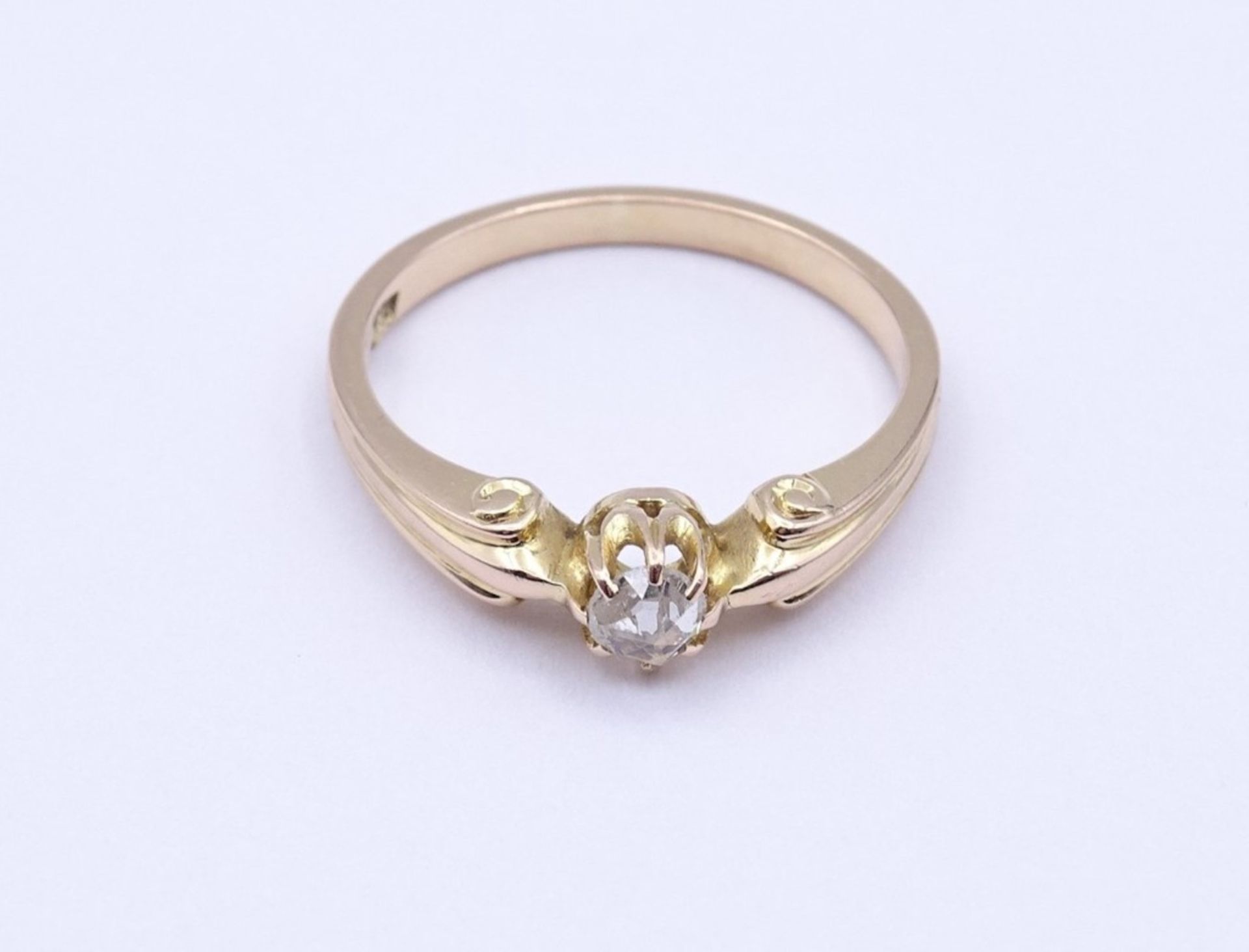 Goldring mit Diamantrose, Roségold 0.585 2,6 g., RG 54 , - Image 2 of 5