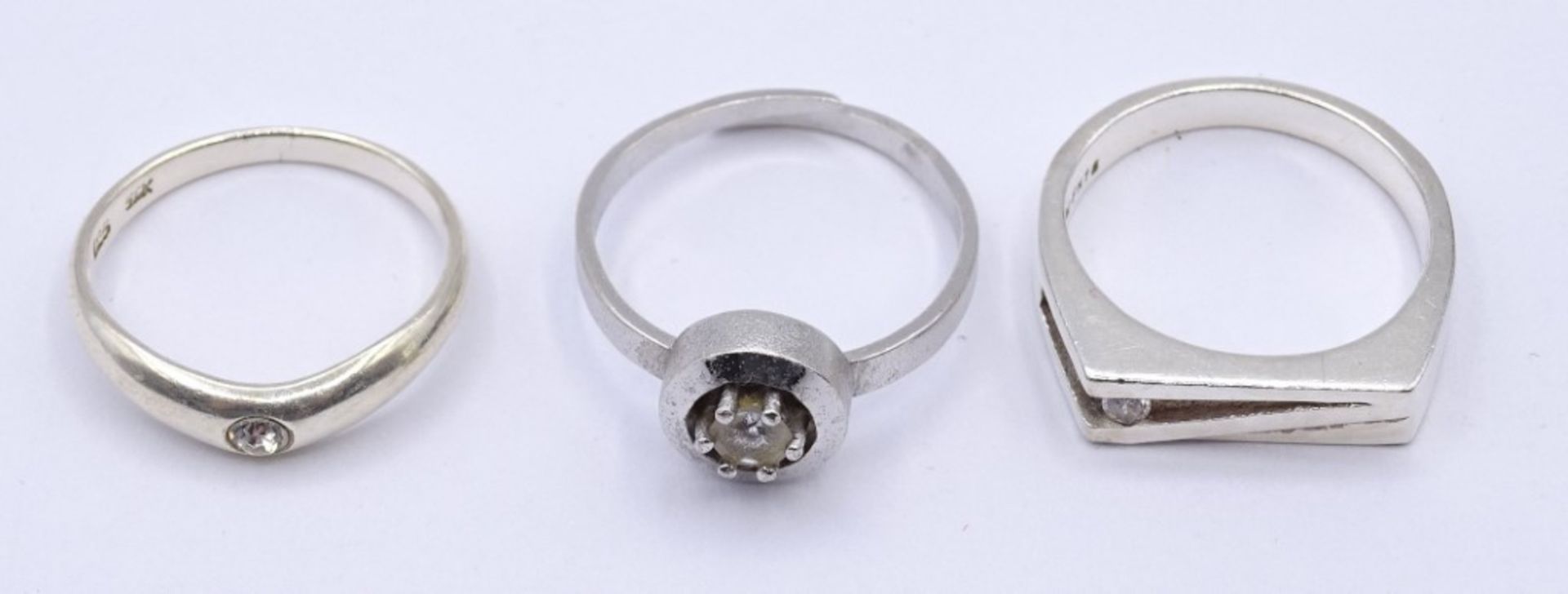 3 Silber Ringe 0.925, zus. 10,2 g. RG 58 / offene Ringschiene/ 60 - Image 2 of 2