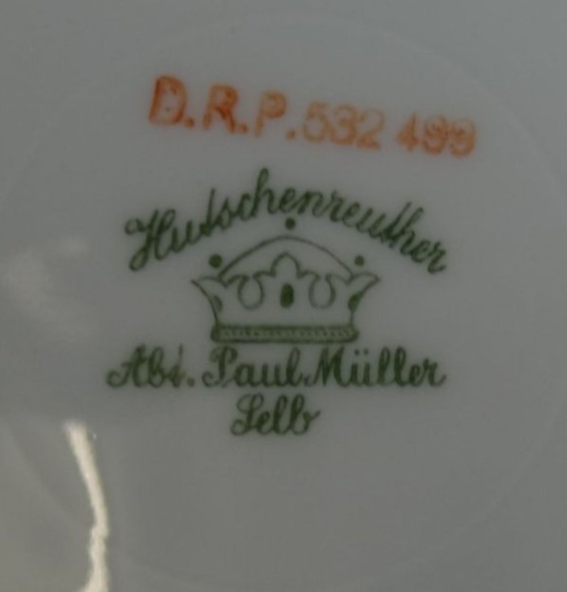 6x Obstteller "Hutschenreuther", Früchtedekor und Goldrand, D-21 cm, 1x mit langen Riss, andere alle - Bild 2 aus 7