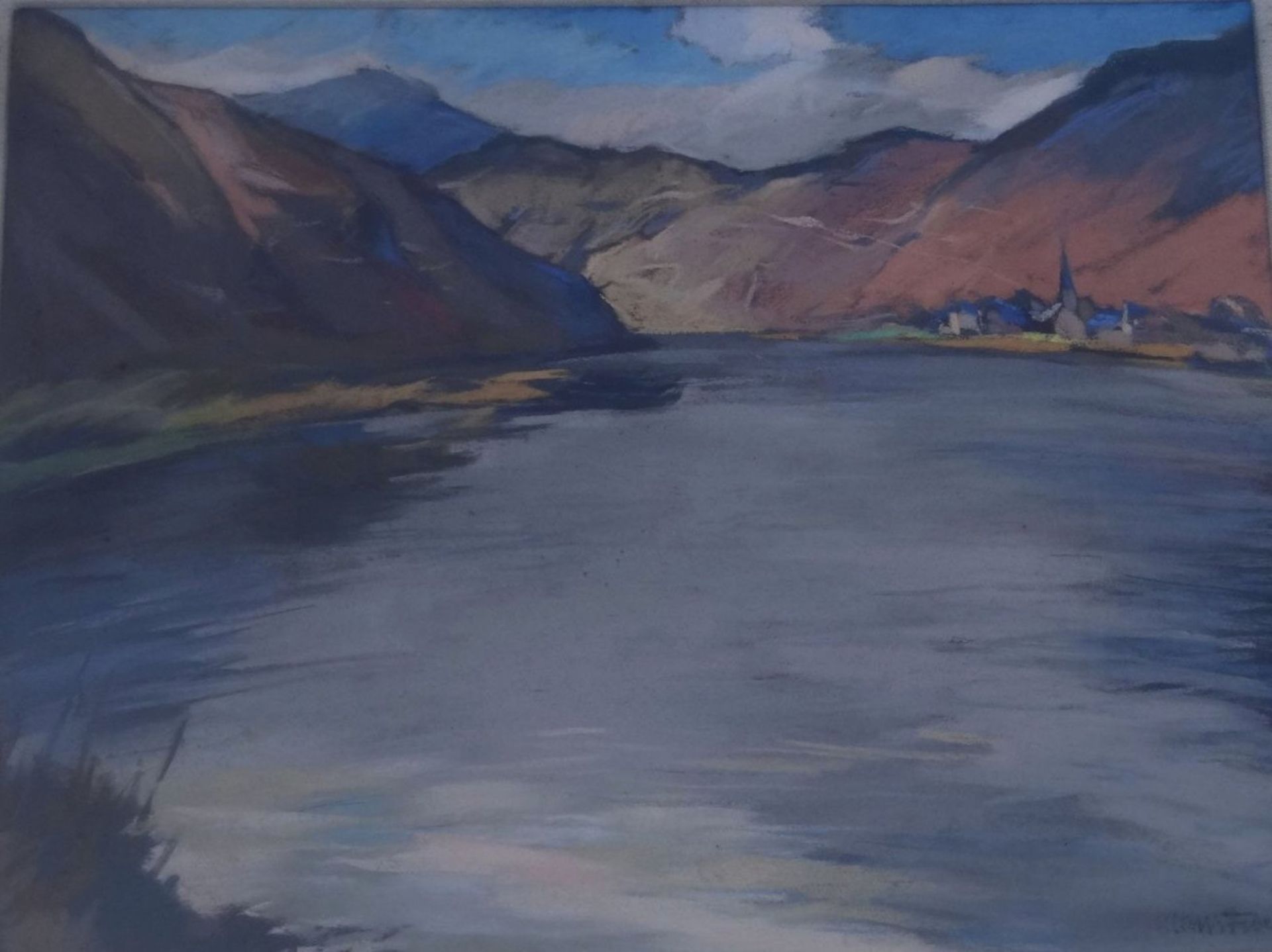 Klaus FISCH (1893-1975), Pastell "Seelandschaft", ger/Glas, RG 61x72 cm - Bild 4 aus 6