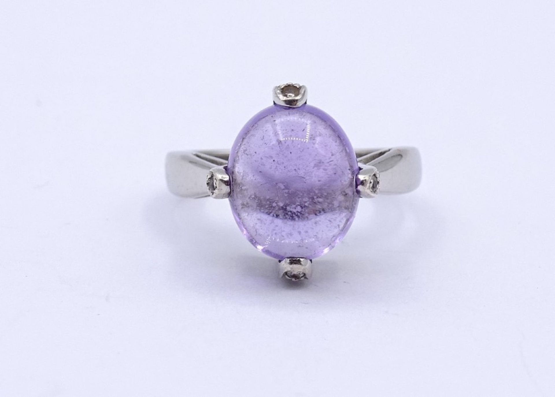 Silber Ring mit Amethyst Cabochon,Sterling Silber 0.925, 4,3 g.RG 54