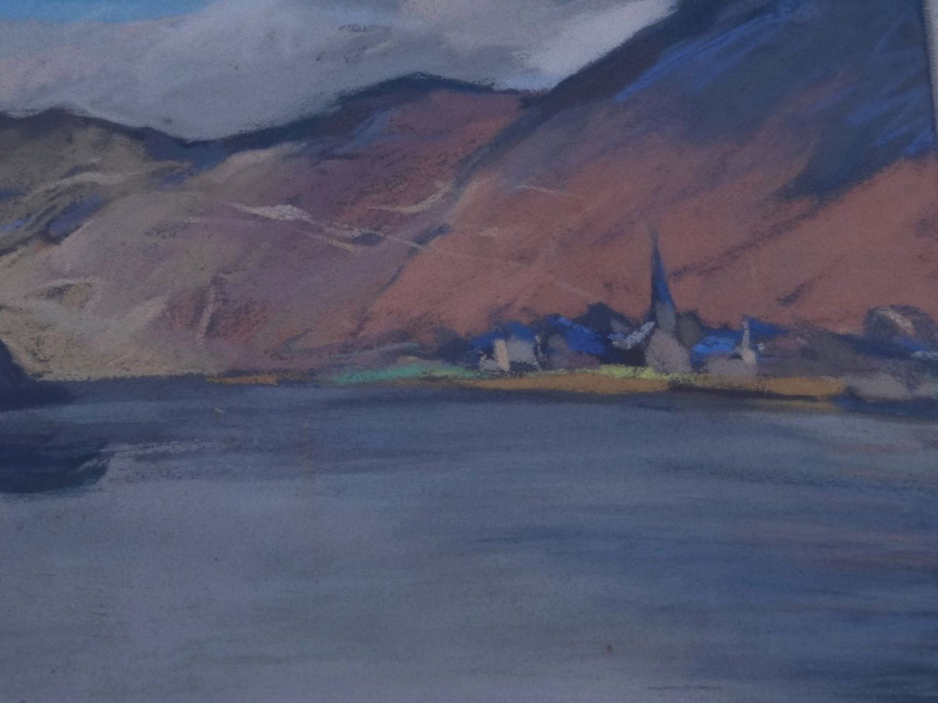 Klaus FISCH (1893-1975), Pastell "Seelandschaft", ger/Glas, RG 61x72 cm - Bild 3 aus 6