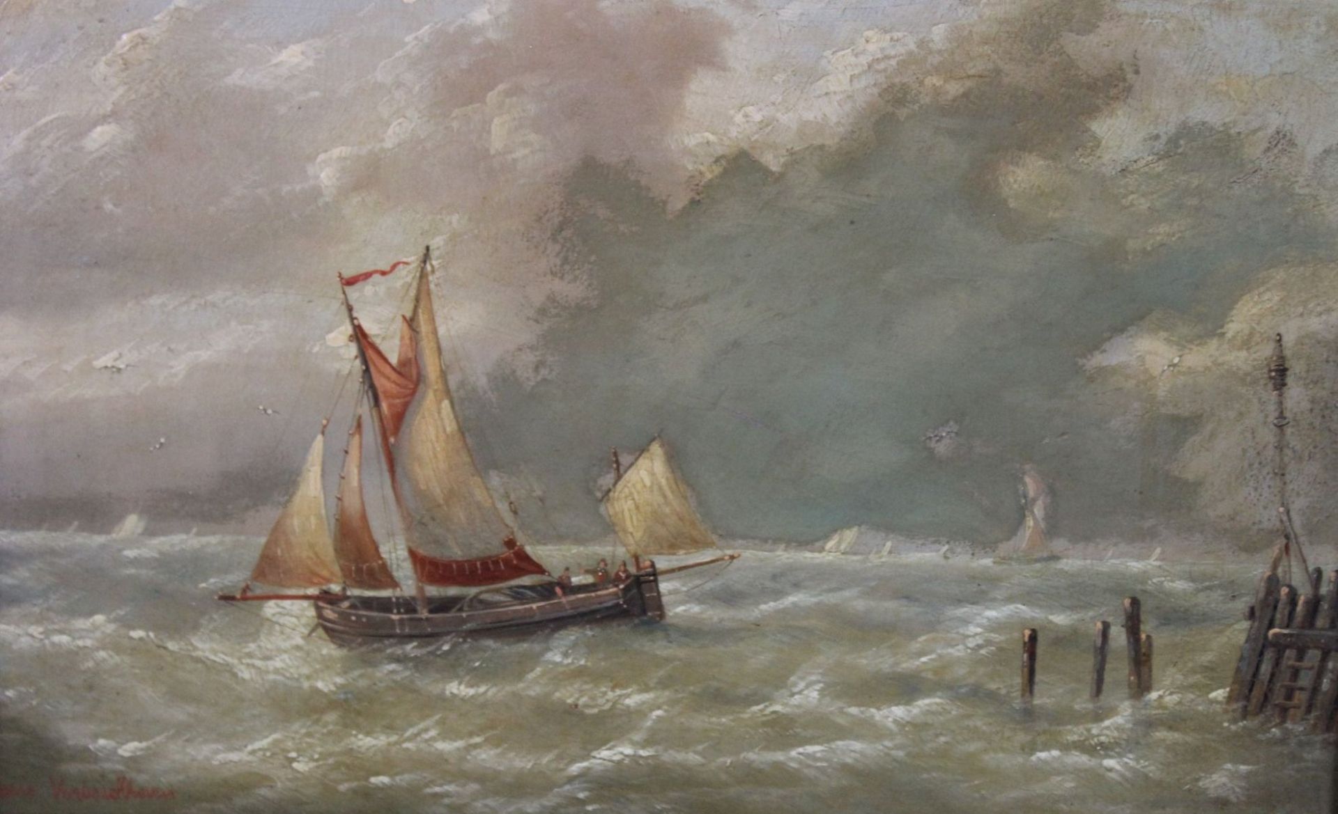 Louis I VERBOECKHOVEN (1802-1889), Segler auf See, Öl/Platte, gerahmt, RG 22,5 x 32cm. 