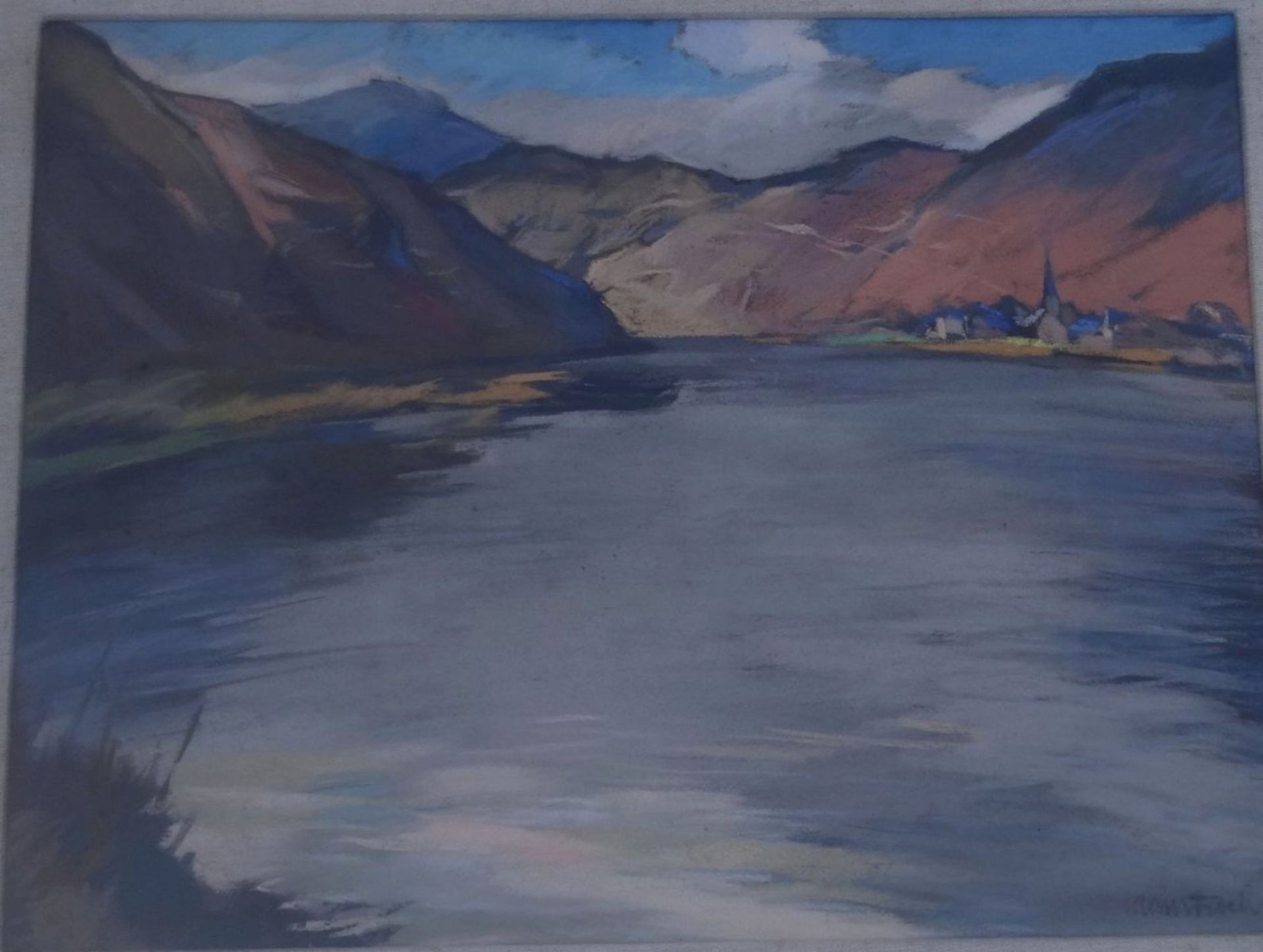 Klaus FISCH (1893-1975), Pastell "Seelandschaft", ger/Glas, RG 61x72 cm