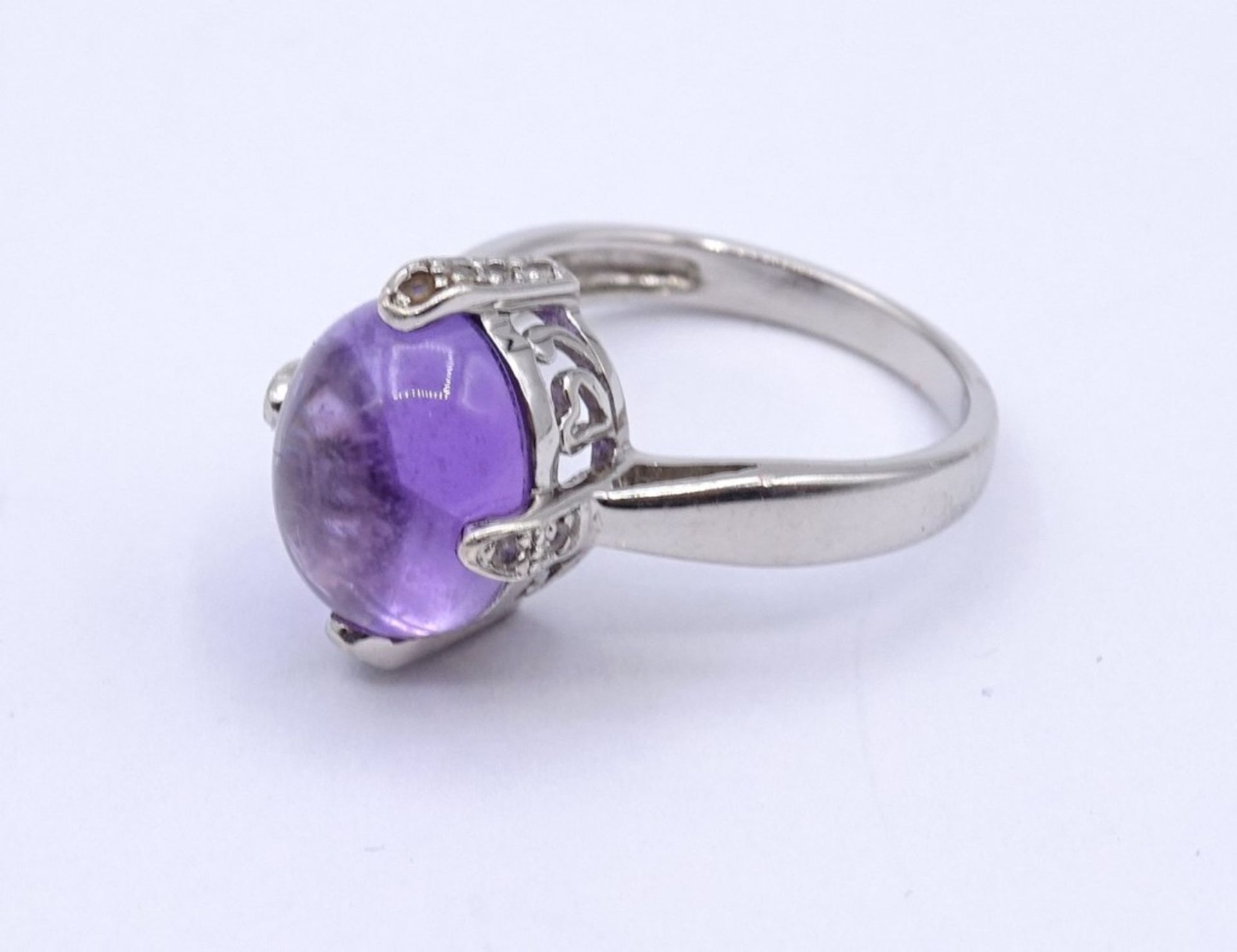 Silber Ring mit Amethyst Cabochon,Sterling Silber 0.925, 4,3 g.RG 54 - Bild 4 aus 4