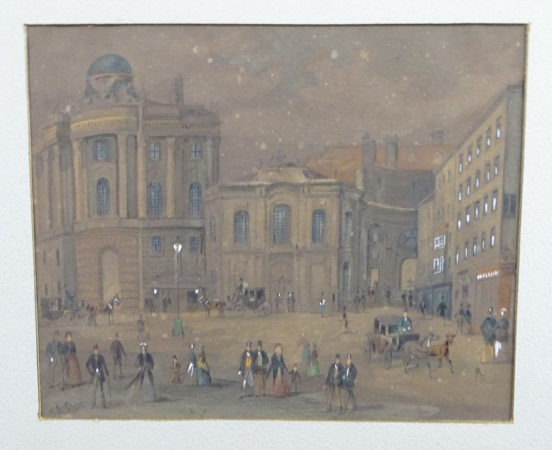 Alois Storr 1829, Altes Burgtheater, Wien, Aquarell, RG 41,5 x 36,5 cm, Rahmen weist Altersspuren, K - Bild 2 aus 7