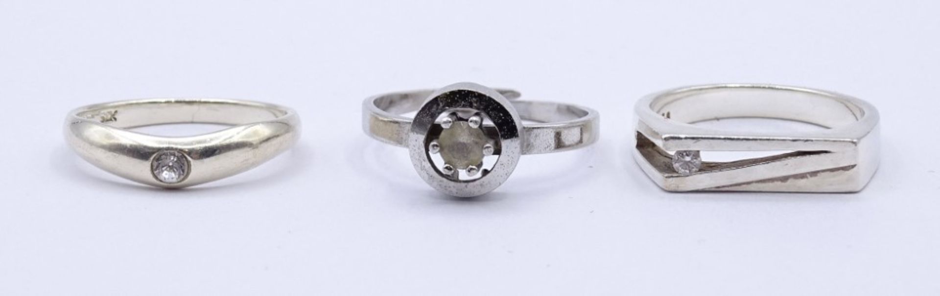 3 Silber Ringe 0.925, zus. 10,2 g. RG 58 / offene Ringschiene/ 60