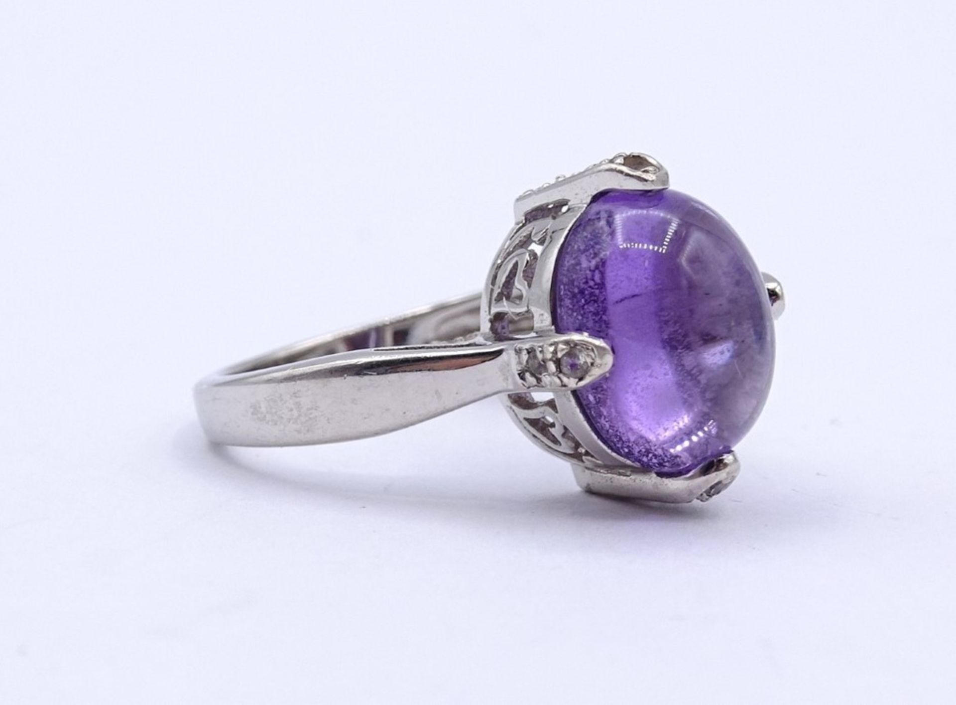 Silber Ring mit Amethyst Cabochon,Sterling Silber 0.925, 4,3 g.RG 54 - Bild 3 aus 4