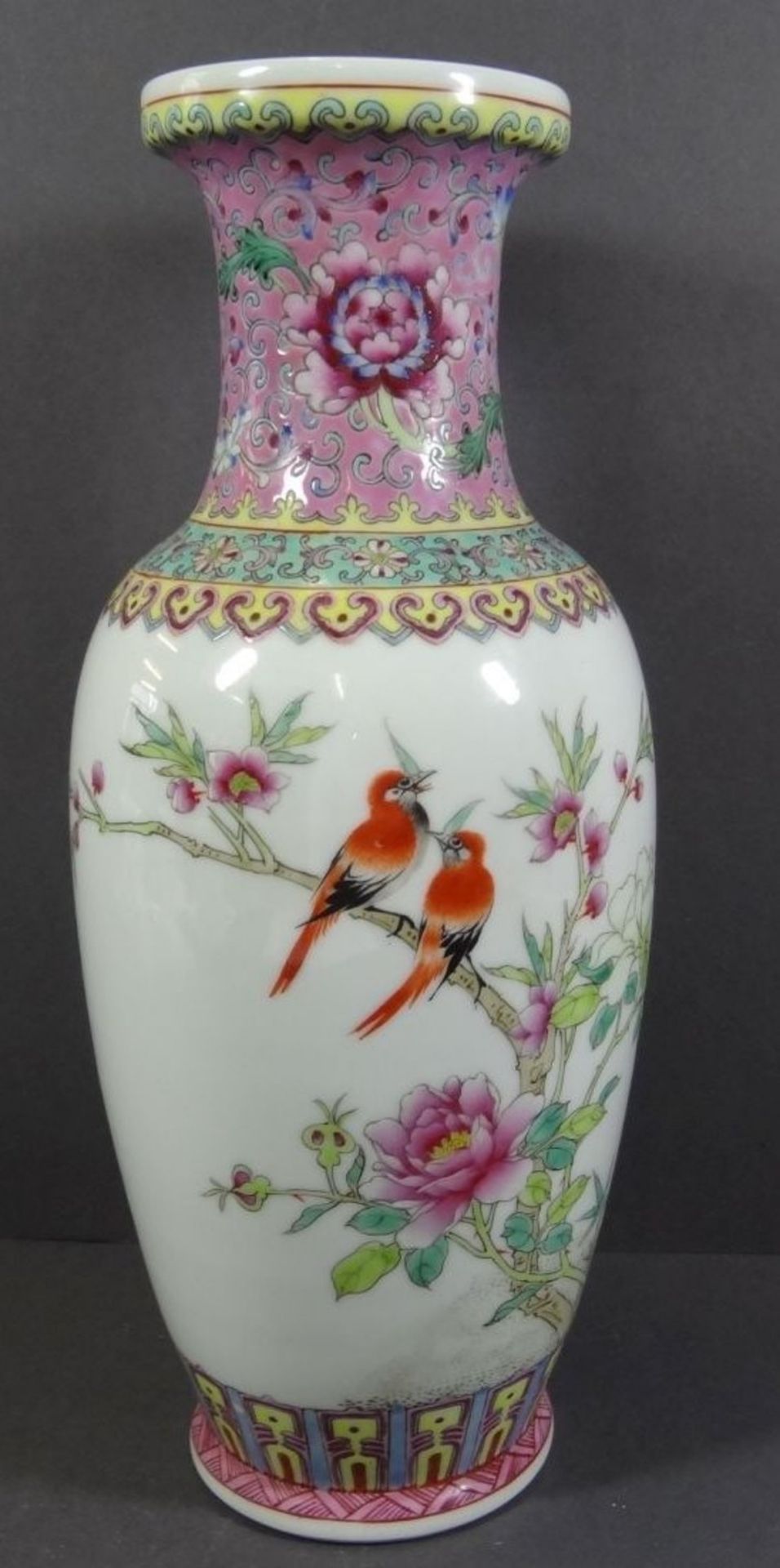 China Vase mit Vögel, rote Marke, H-30 cm