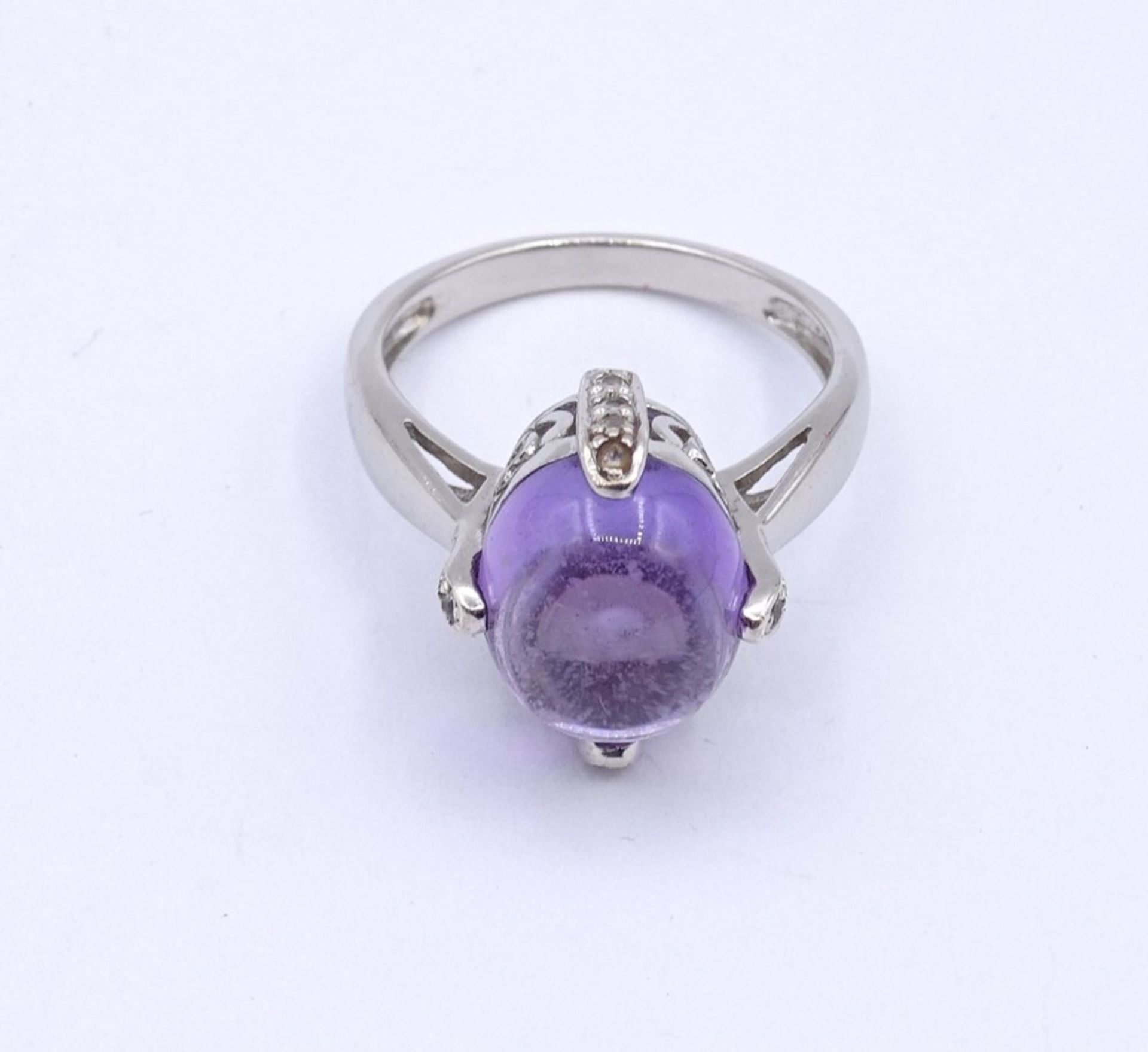 Silber Ring mit Amethyst Cabochon,Sterling Silber 0.925, 4,3 g.RG 54 - Bild 2 aus 4