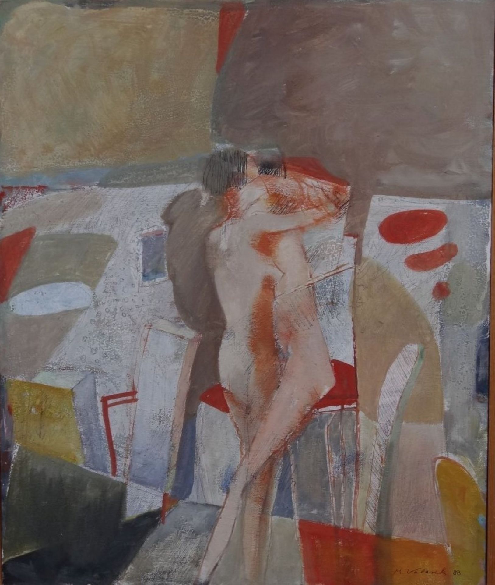 Milan VALÁŠEK (1947) 1988 "Liebespaar", Öl/Leinen, 50x60 cm