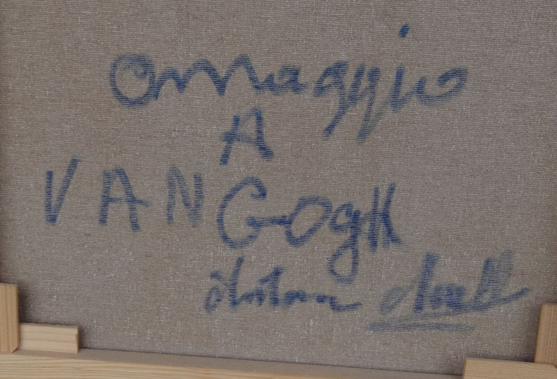 unleserl. verso signierte "omaggio a Van Gogh", Öl/Leinen, gerahmt, RG 72x60 cm - Bild 7 aus 7