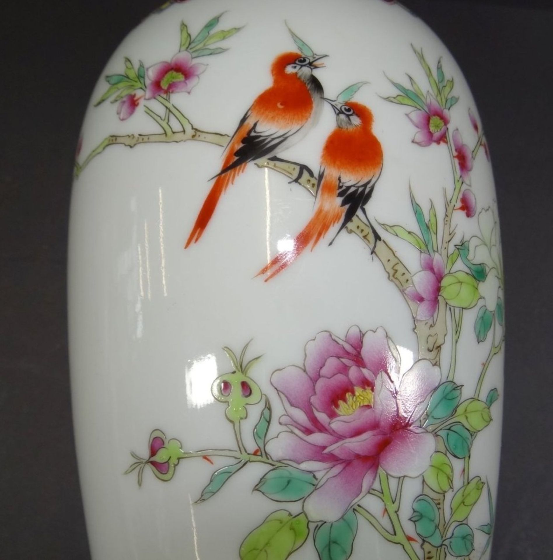 China Vase mit Vögel, rote Marke, H-30 cm - Bild 5 aus 6