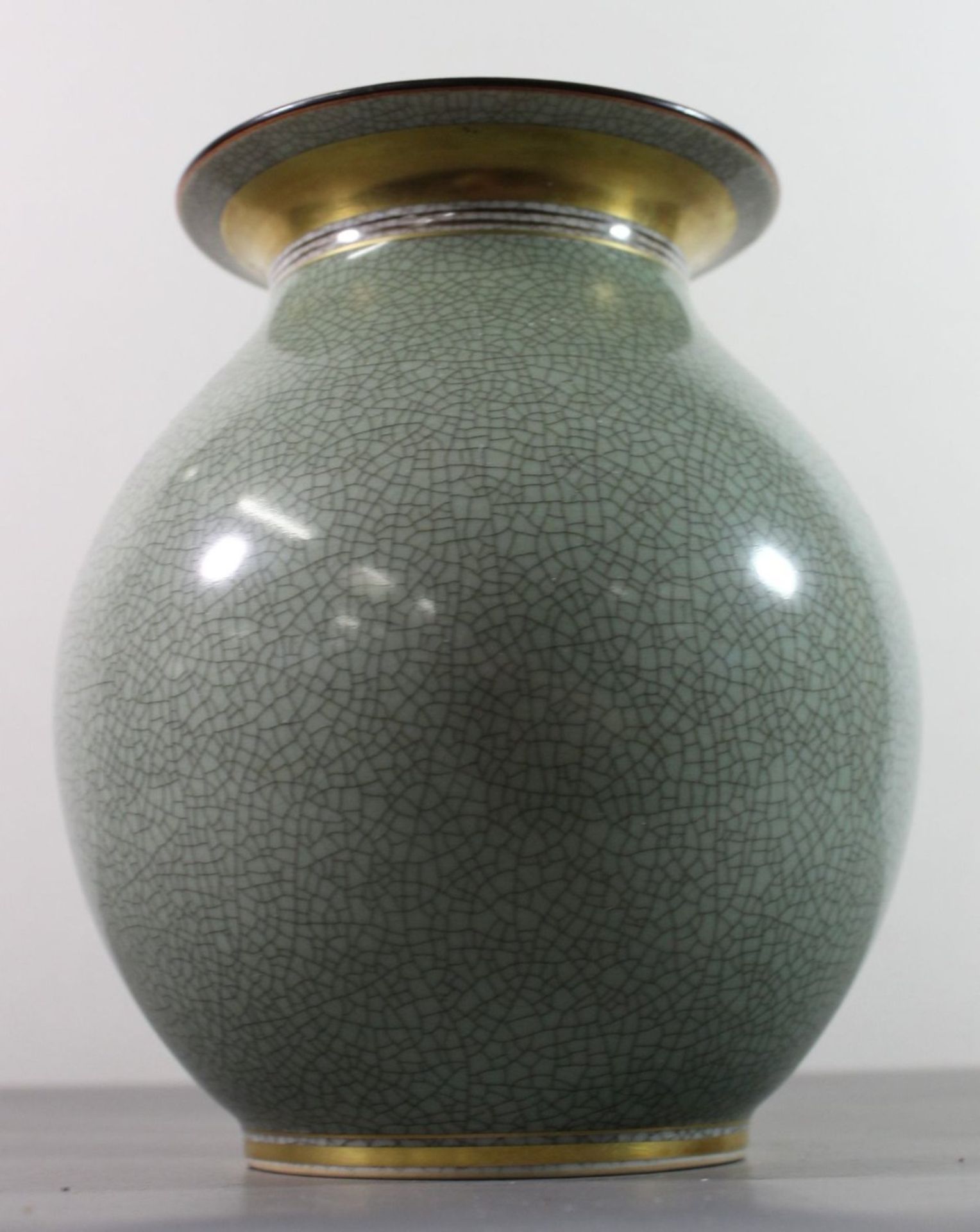 hohe Vase, Royal Copenhagen, Craquellé-Dekor, H-21cm.  - Bild 3 aus 4
