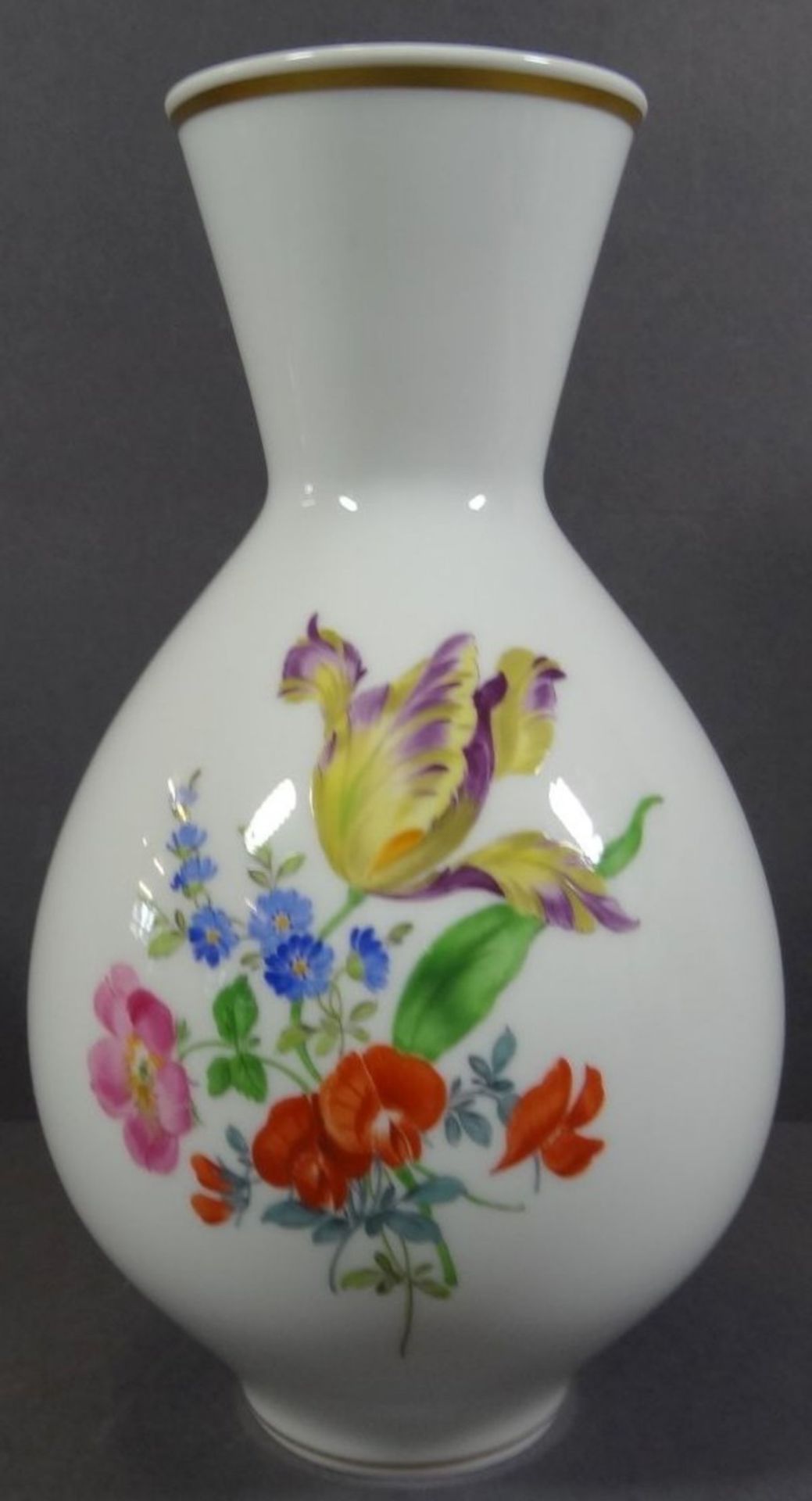 Vase "Meissen" Blumenmalerei, H-20 cm, gut erhalten - Image 3 of 7