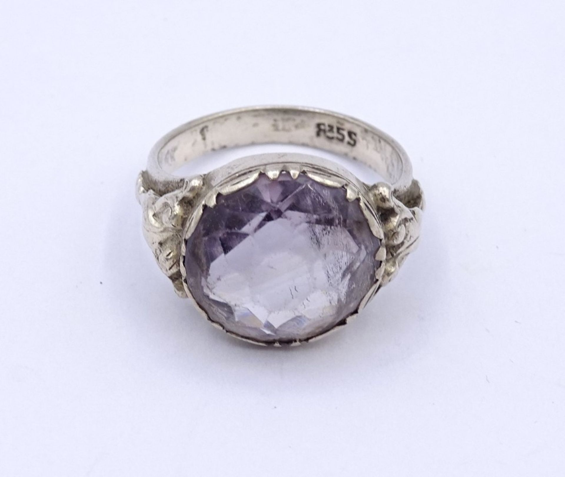 835er Silber Ring mit einen rund facc. Amethyst, 5,7 g., RG 54 - Bild 2 aus 3