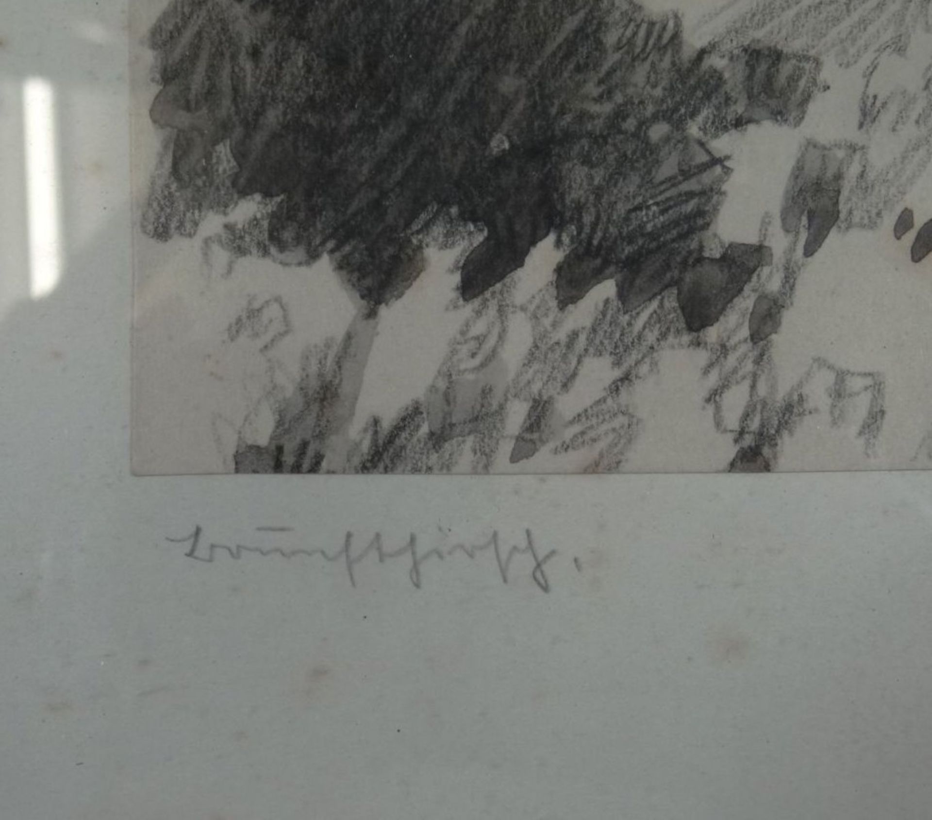 Bert FRICKE (XX) "Hirsch" weiss gehöhte Zeichnung, stockfleckig, ger/Glas, RG 39x31 cm - Bild 4 aus 5