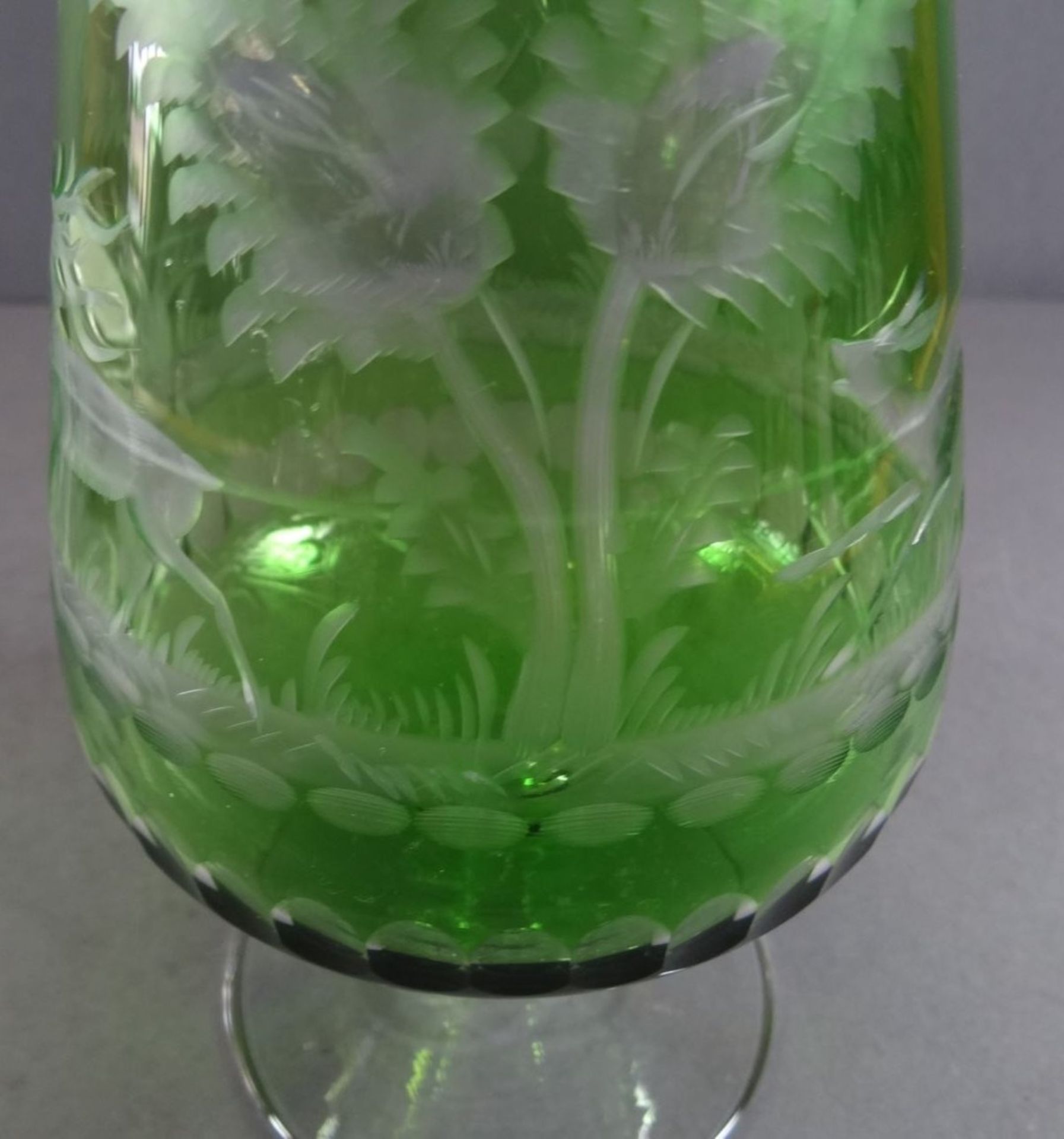 übergrosser Cognac-SDchwenker, grün-klar mit Wild-Motiven, H-18 cm - Bild 6 aus 6