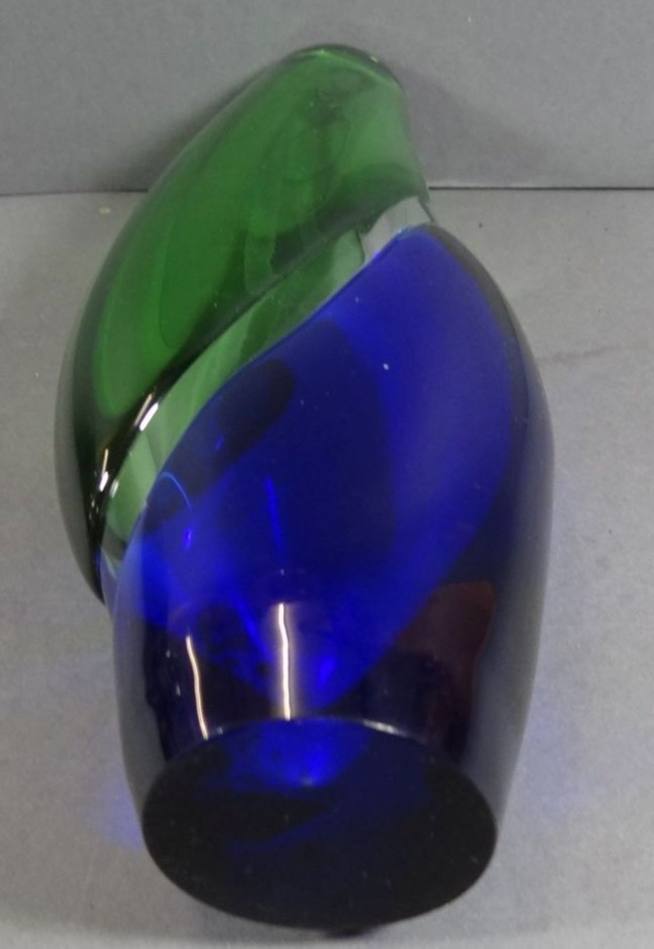 schwere grün-blaue Murano-Vase, H-27 cm, 2 kg., - Bild 5 aus 5
