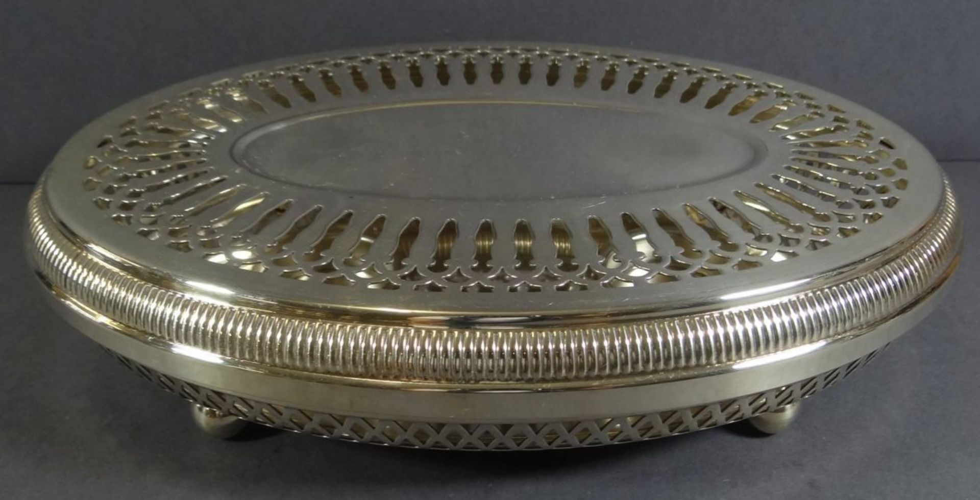 ovale Warmhaltschale mit Teelichthaltern, plated, H-6 cm, 27x17 cm