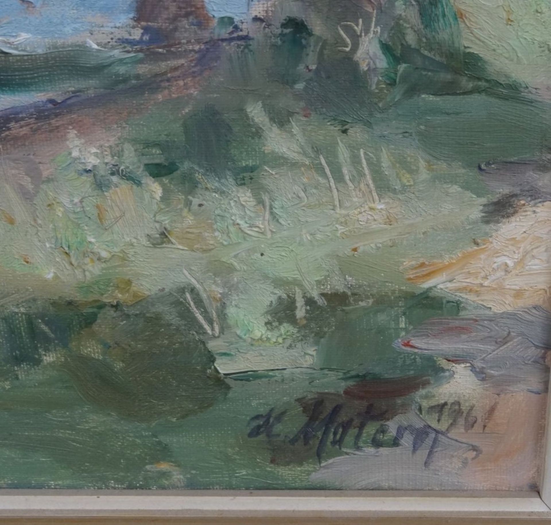 Hans Werner MATERN (1906-1996), 1961 "Travemünde"Öl/Leinen, gerahmt, RG 60x70 cm - Bild 4 aus 5