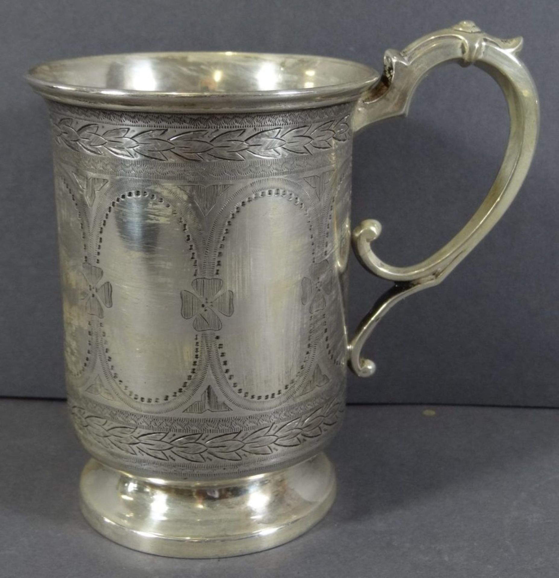 schwerer, gr. Henkelbecher, Silber-925-, Birmingham, 1872, Queen Victoria Punze, H-12 cm, 190 gr.