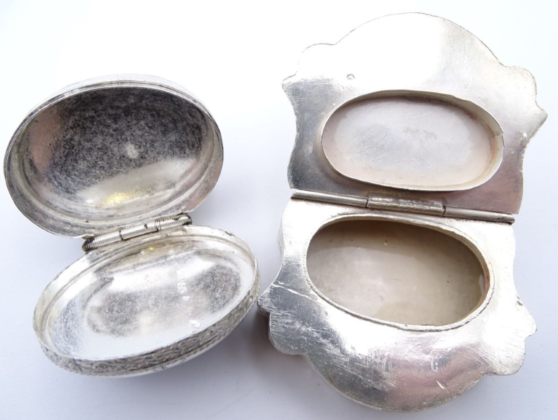 2 Dosen, 1 x 925er-Silber mit Edelstein (35,5 gr.), 1 x versilbert, diese mit kleiner - Bild 5 aus 6