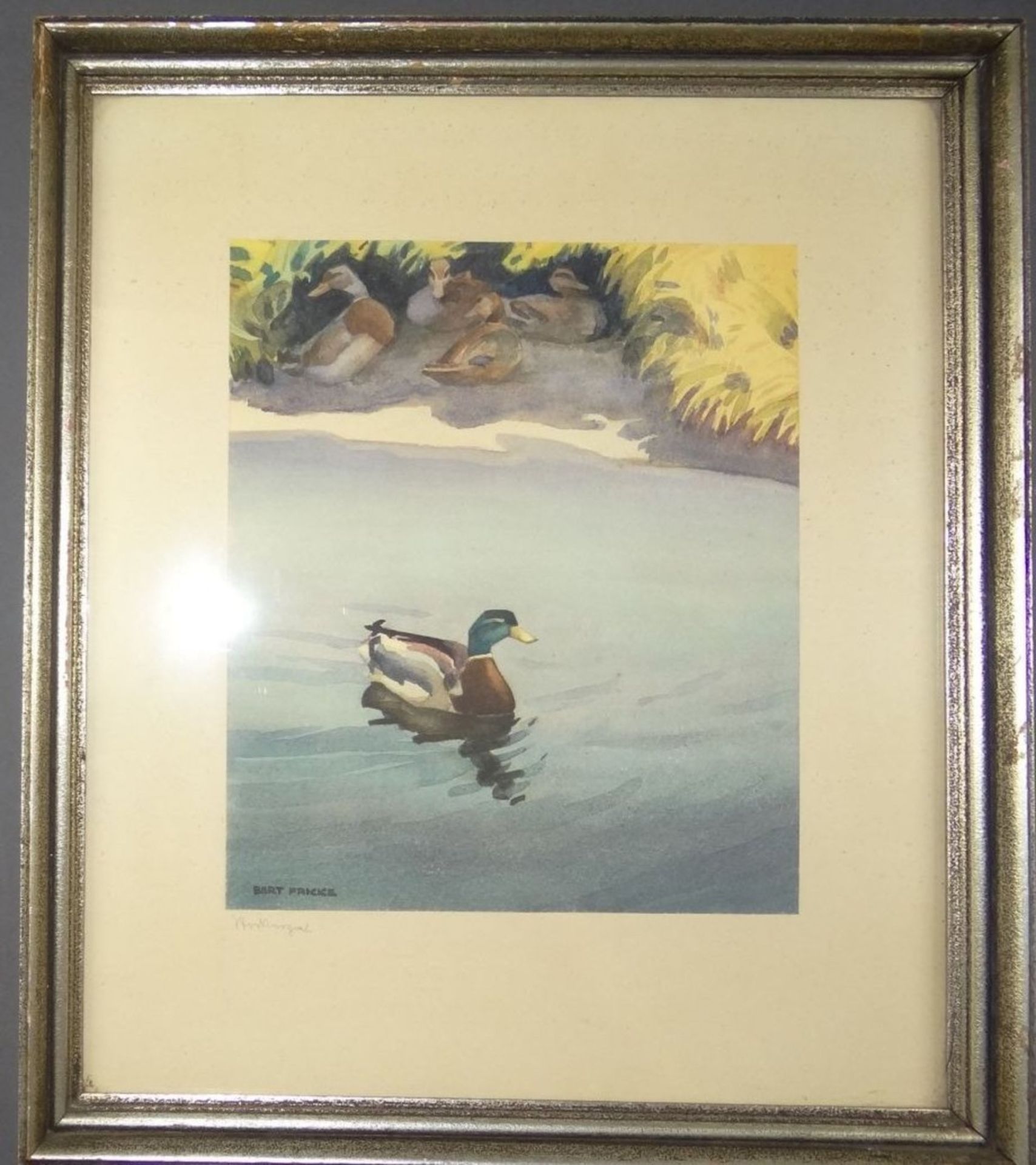 Bert FRICKE (XX) "Enten" Aquarell, ger/glas, RG 39x33 cm - Bild 2 aus 4