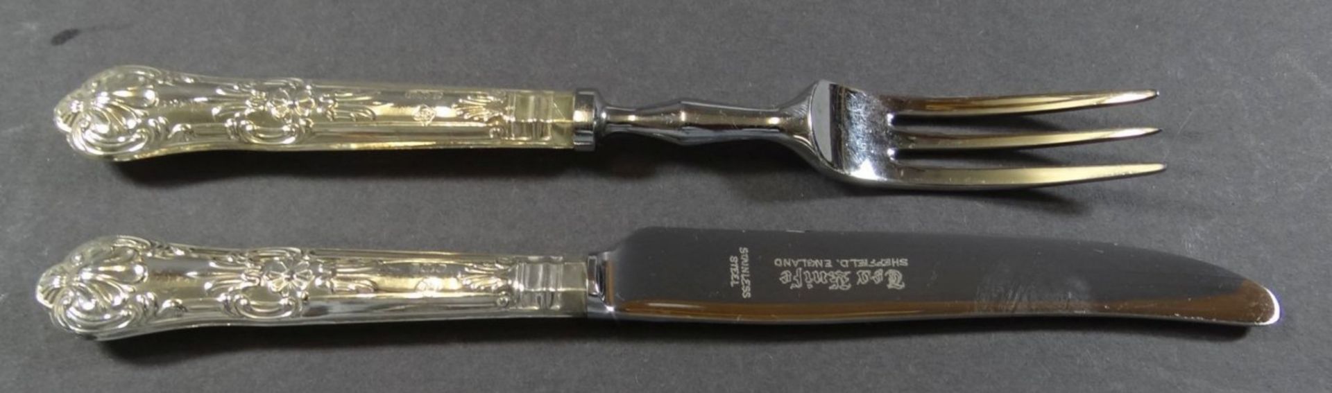 6x Obstbesteck, Sheffield, Silbergriffe-925-, gut erhalten, in Kasten, L-Messer 16,5 cm, zus. 280 - Bild 3 aus 6