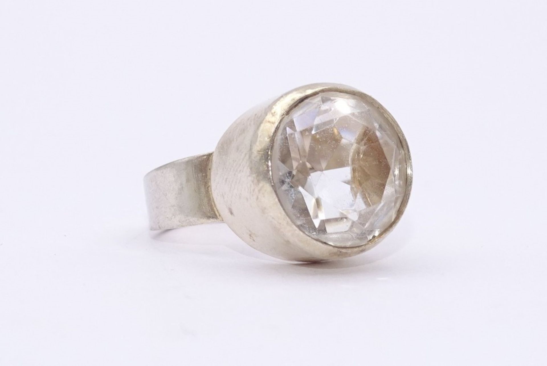 Designerring, Sterlingsilber, E. Granit, Finnland, klarer fac. Bergkristall, RG 52/53, 6 gr.,