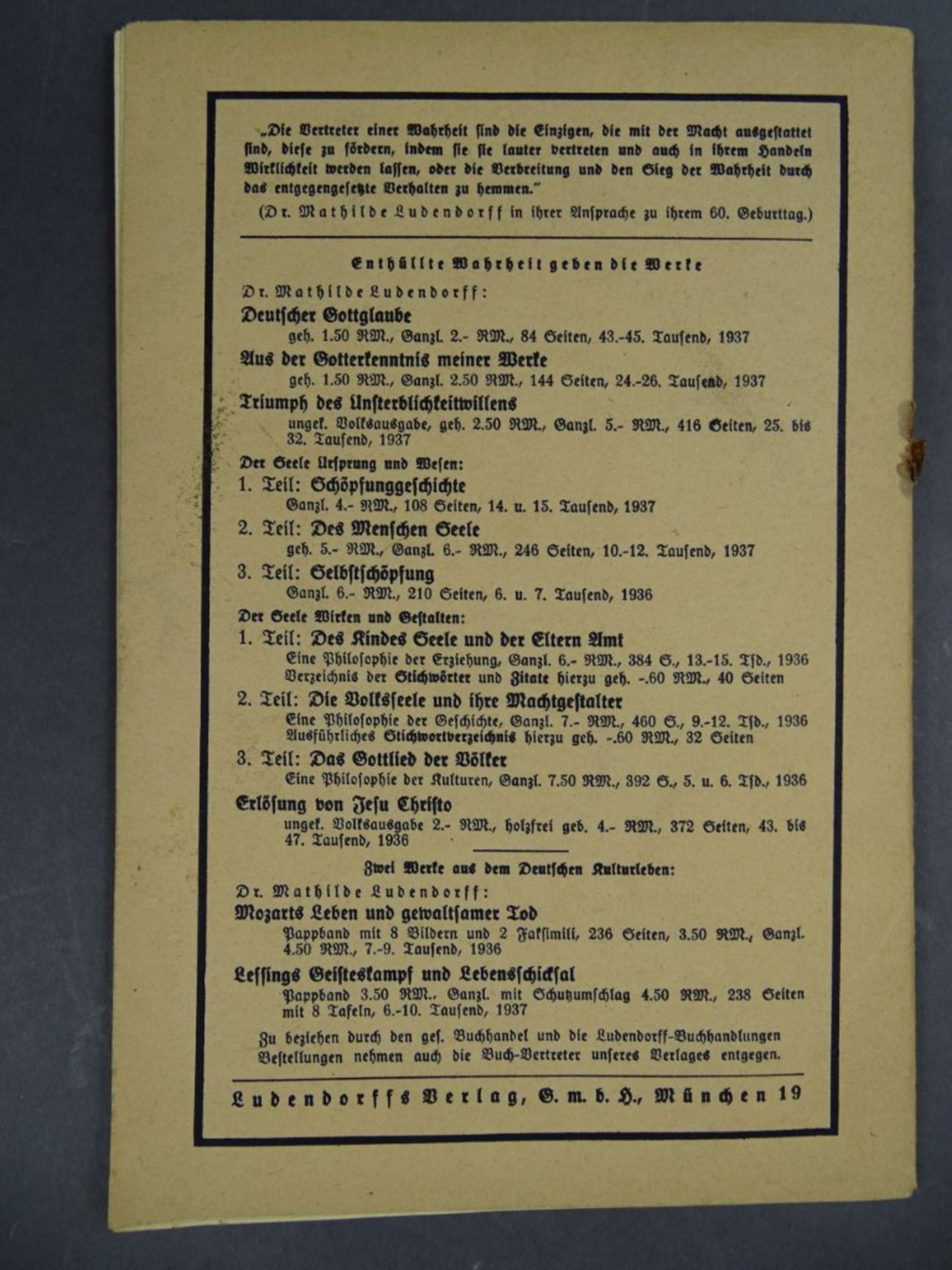Ludendorffs Halbmonatsschrift, Folge 22, 1938, Achtes Jahr, gut erhalten - Image 4 of 5