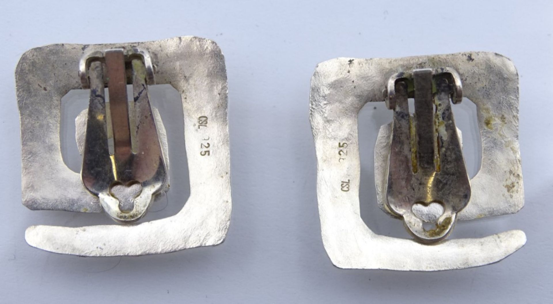 Ohrclips, 925er-Silber, zus. 9 gr., 2,2x2,2 cm, gest. "CSL", leicht reinigungsbedürftig - Image 4 of 4