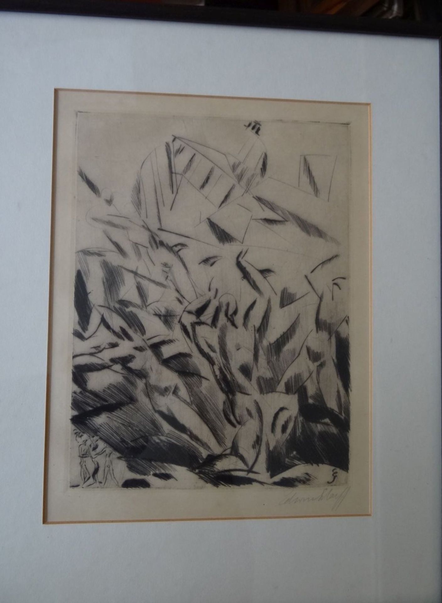 Edwin SCHARFF (1887-1955) Verschlungenes Paar, orig. Radierung, ger/Glas, RG 38x31 cm