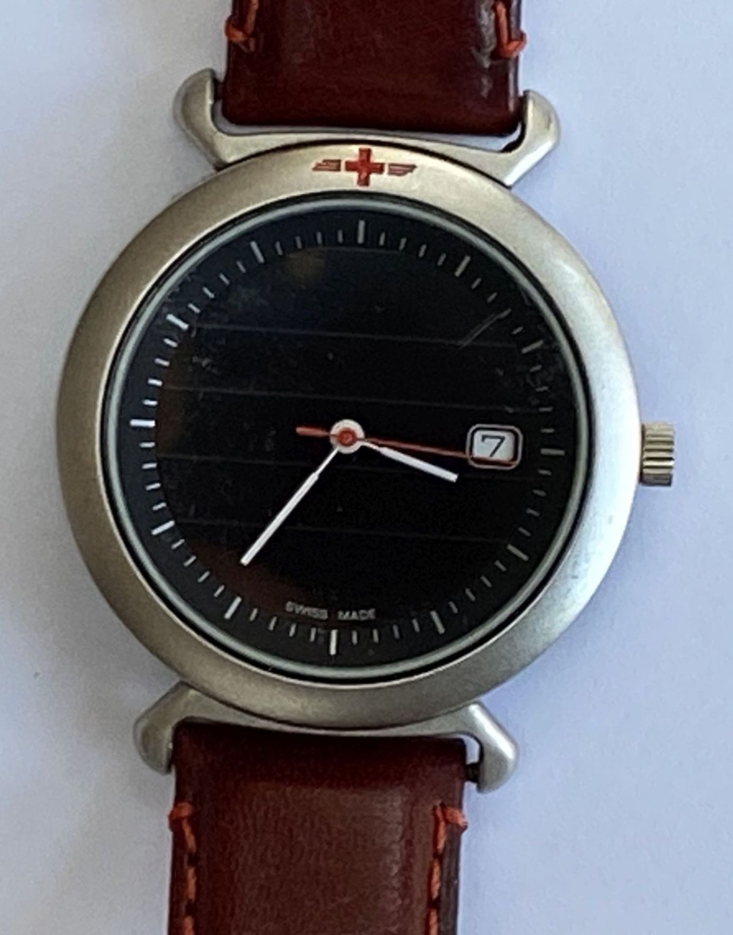 Schweizer Armbanduhr, Quarz, kein Hersteller?, nur Schweizer Kreuz, Werk läuft, gut erhalten, - Image 2 of 5