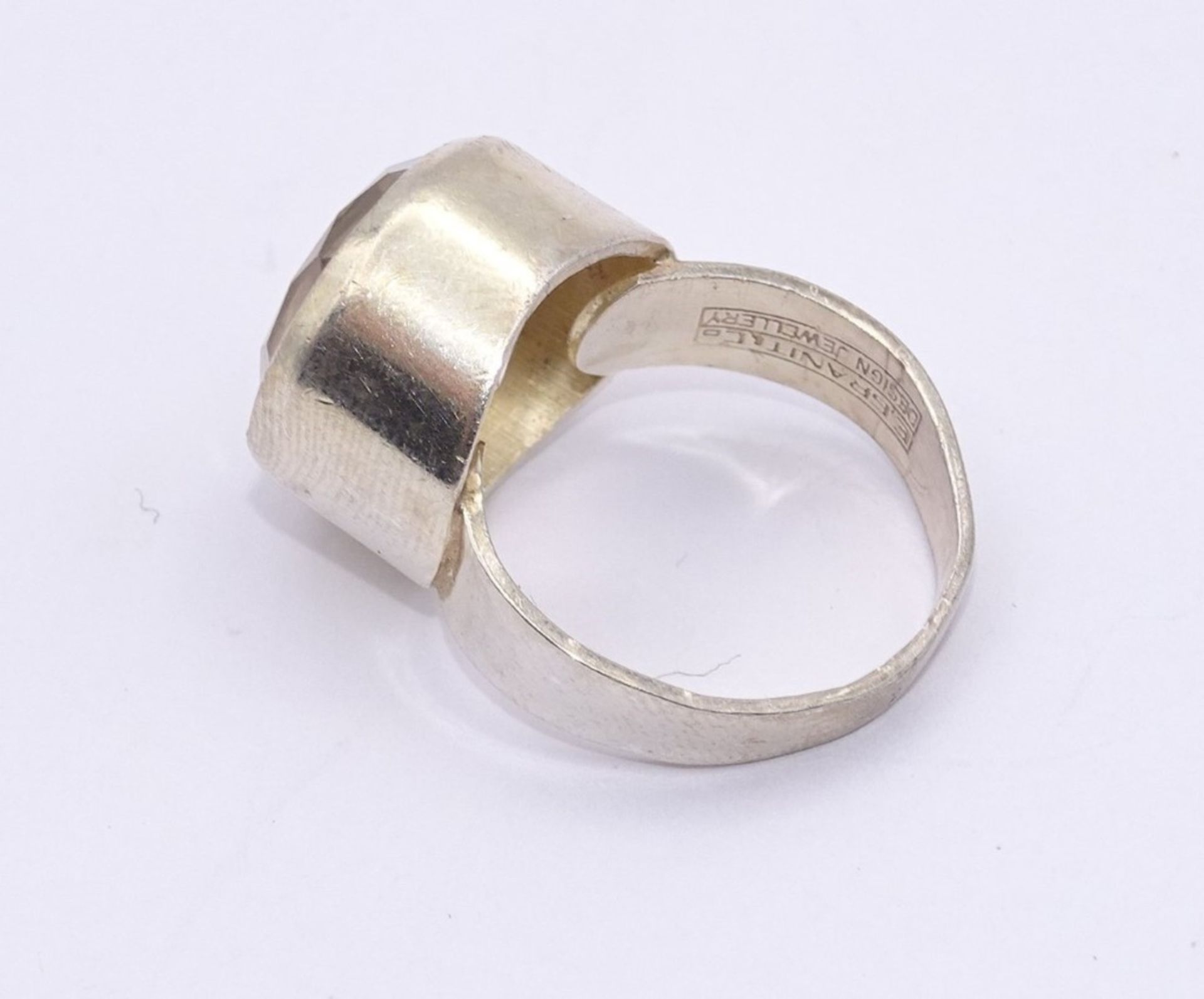 Designerring, Sterlingsilber, E. Granit, Finnland, klarer fac. Bergkristall, RG 52/53, 6 gr., - Image 7 of 8